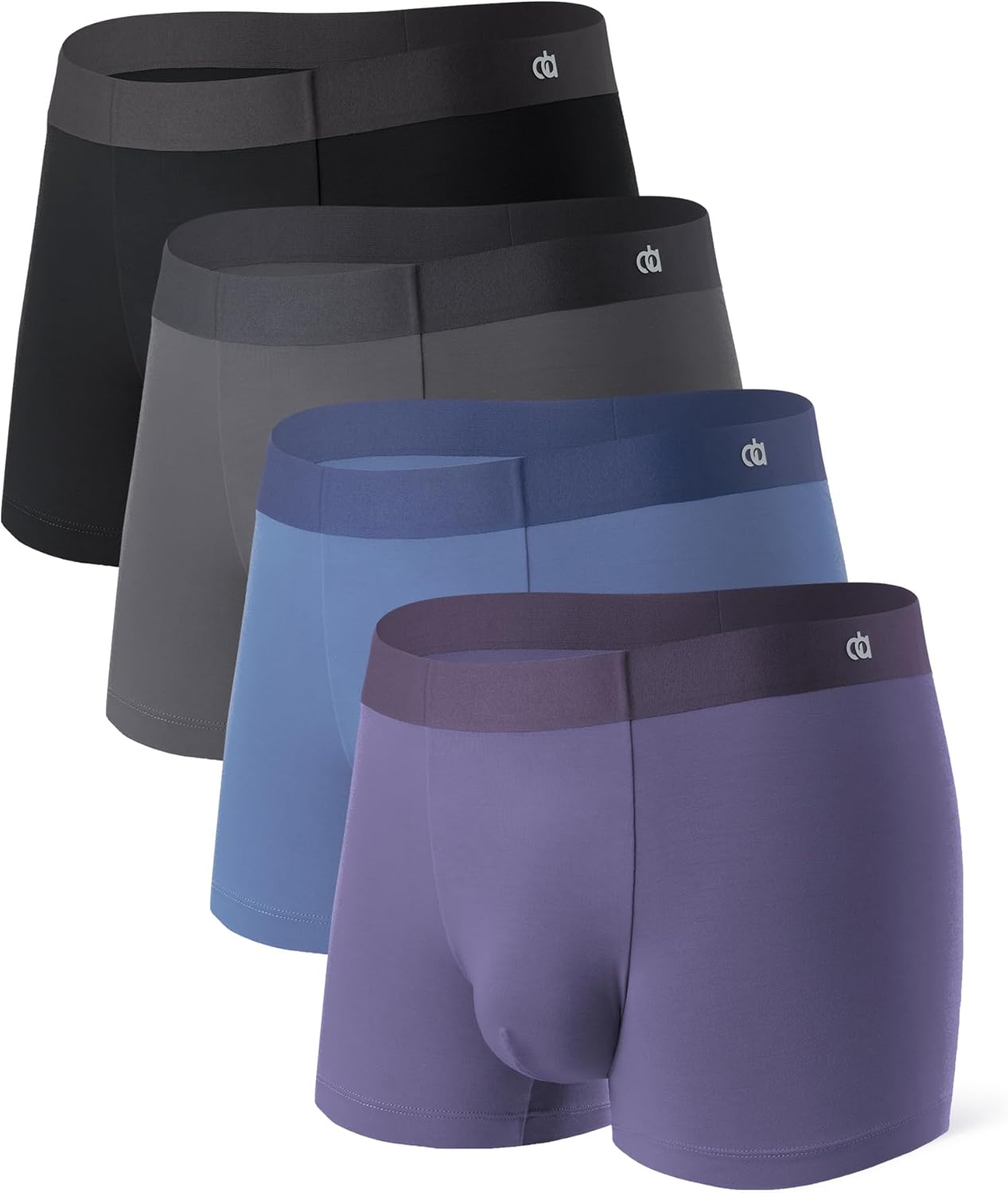 DAVID ARCHY Men's Underwear Trunks Modal Support Pouch Ultra Soft Breathable Seamless Underwear for Men 4 Pack