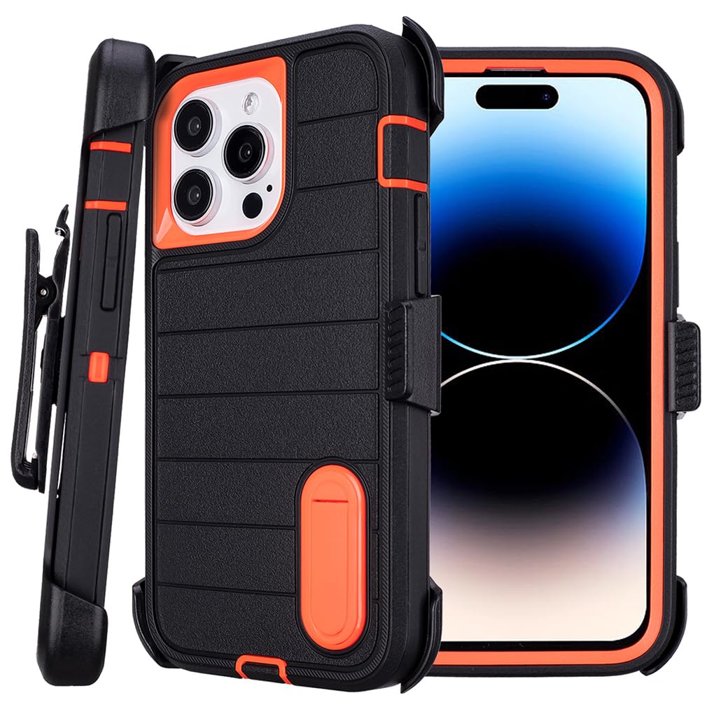 for Phone Case iPhone 14 Pro Max Case Black with Belt Clip Heavy Duty Holster for Shockproof Cases,3 Layers of Sturdy,Military Grade Defender Cover for iPhone 14 Pro Max Cases Black 6.7 Inch