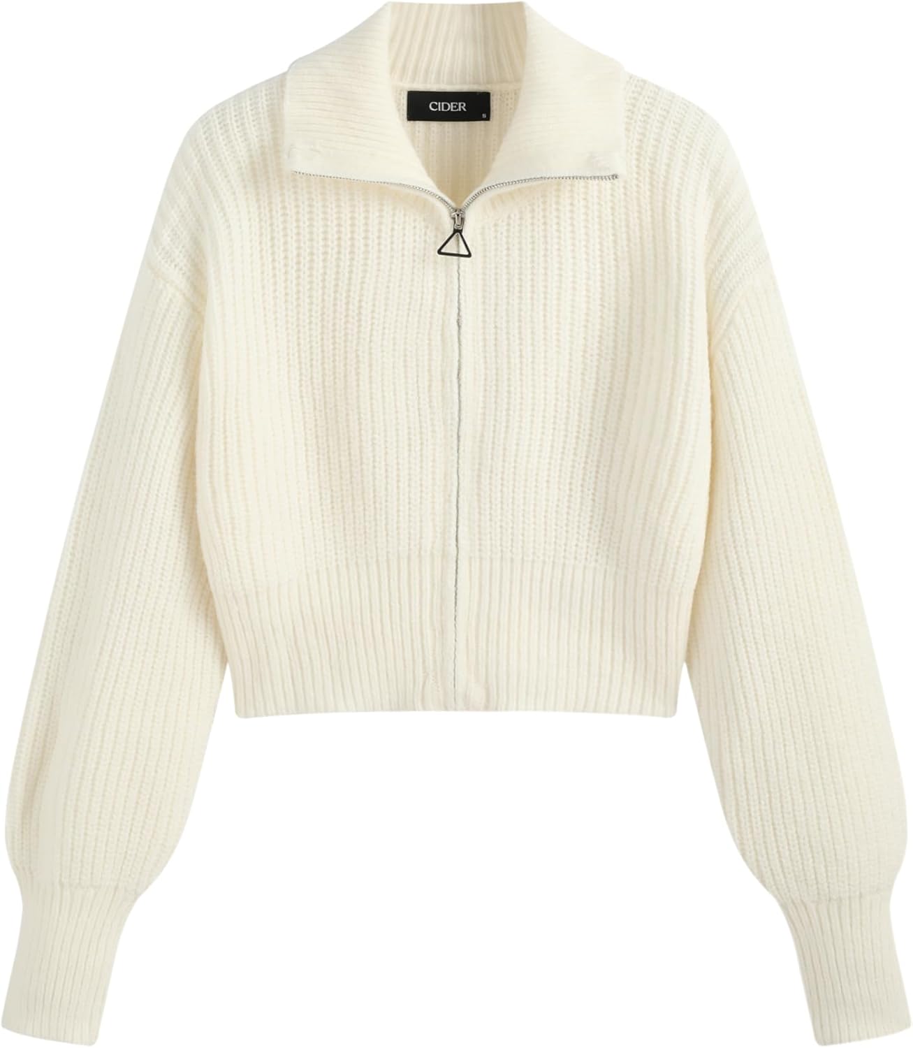 CIDER Zip Up Cardigans for Women Fall Trendy Long Sleeve Chunky Cardigan Knit Open Front Collared Zipper Cardigan