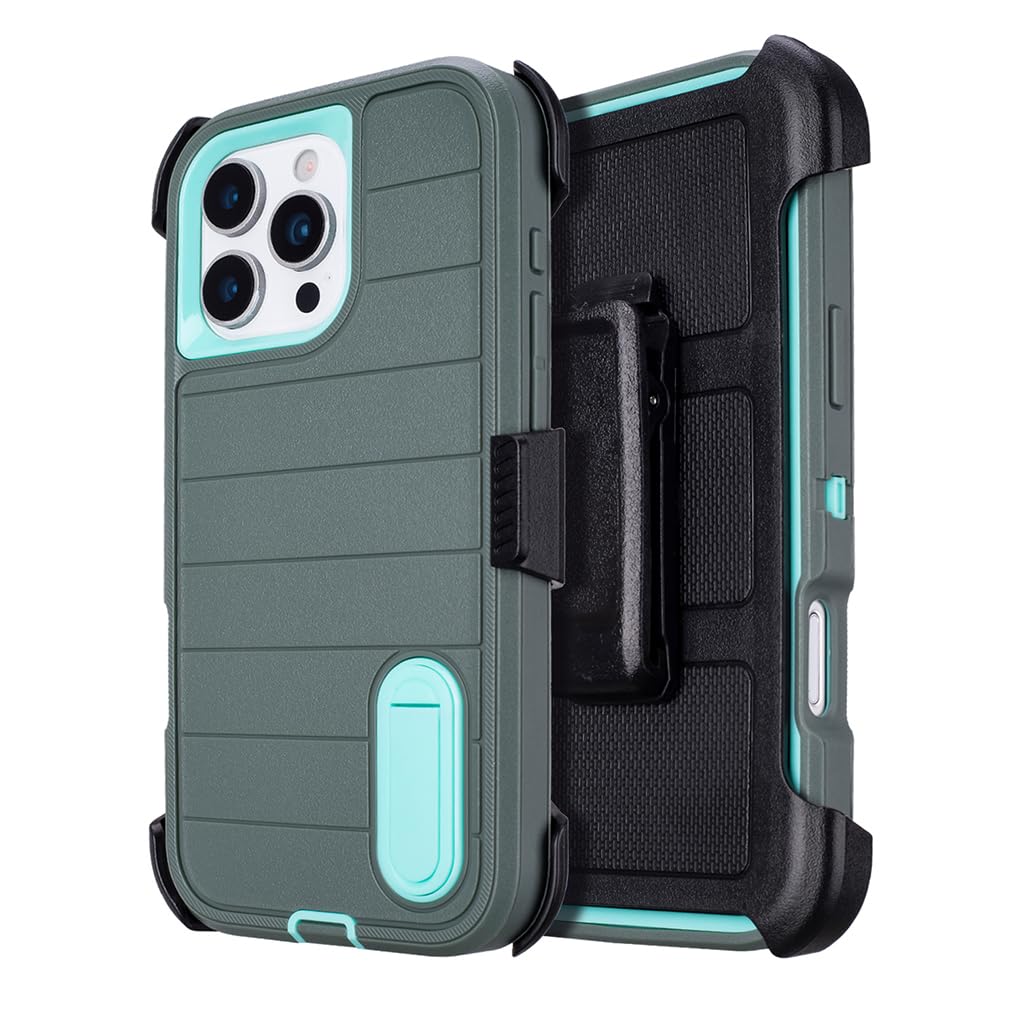 for Phone Case iPhone 16 Pro Max Case Black with Belt Clip Heavy Duty Holster for Shockproof Cases,3 Layers of Sturdy,Military Grade Defender Cover for iPhone 16 Pro Max Cases Black 6.9 Inch