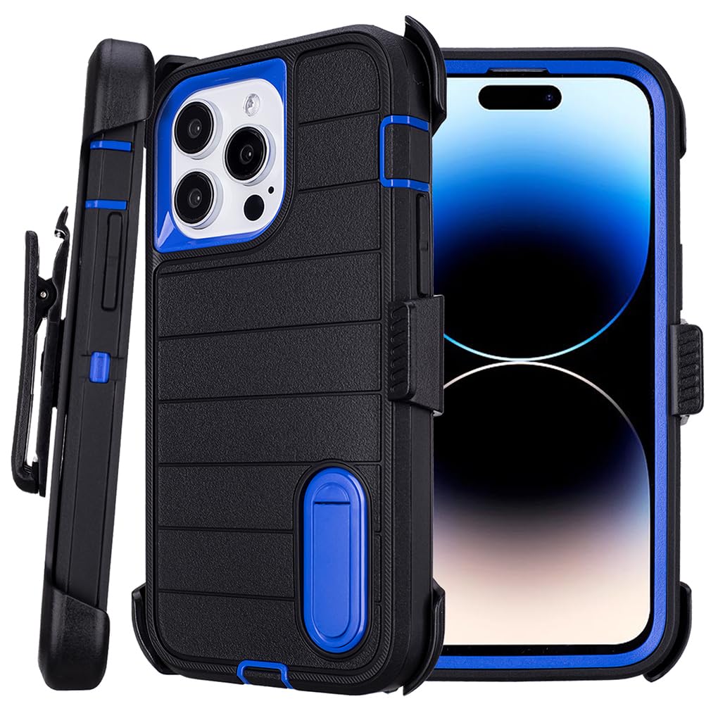 for Phone Case iPhone 14 Pro Max Case Black with Belt Clip Heavy Duty Holster for Shockproof Cases,3 Layers of Sturdy,Military Grade Defender Cover for iPhone 14 Pro Max Cases Black 6.7 Inch