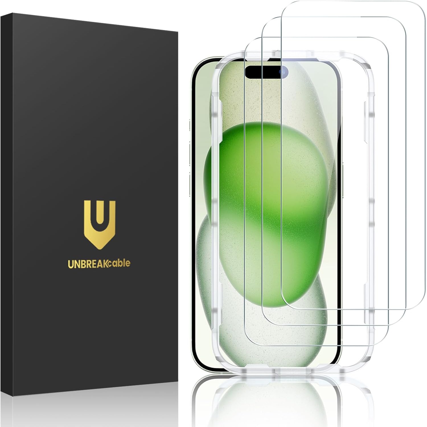 UNBREAKcable 3-Pack Screen Protector for iPhone 16 Pro, Double Shatterproof Tempered Glass [Easy Installation Frame] [9H Hardness] [99.99% HD Clear] [Case Friendly] for iPhone 6.3 inch