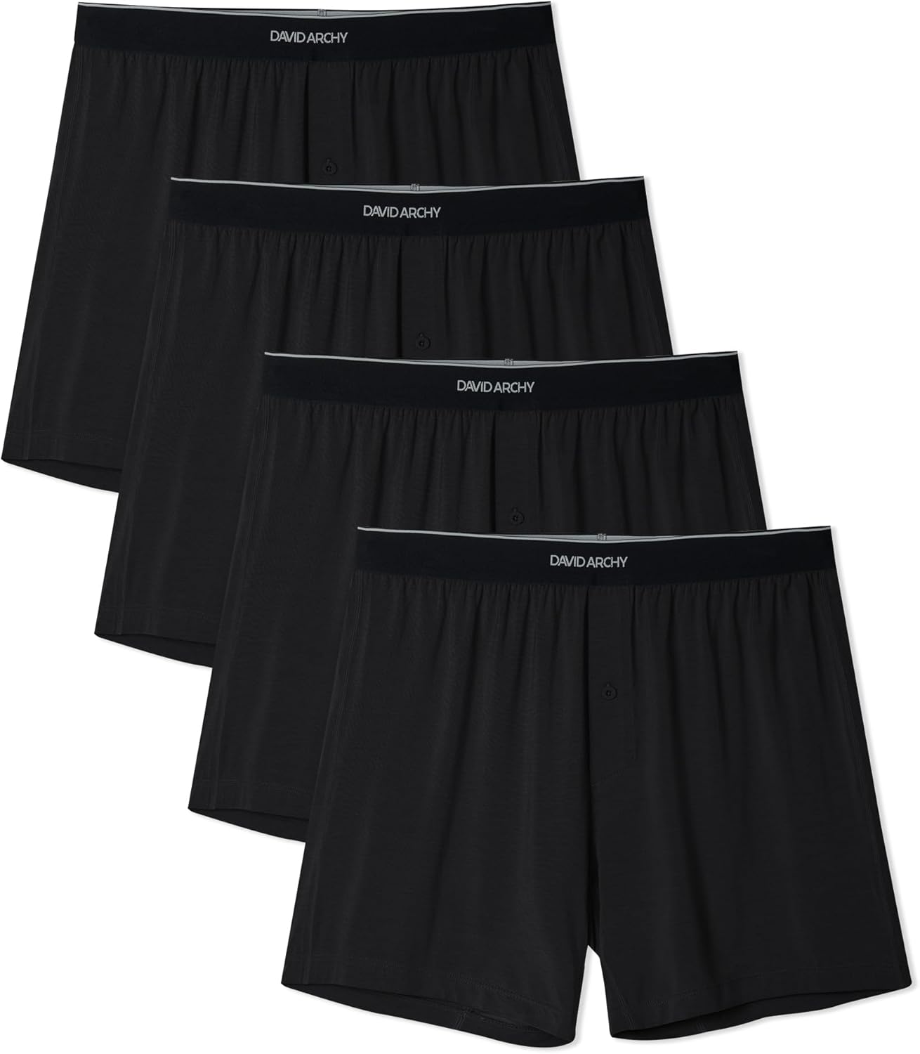 DAVID ARCHY Ultra Soft Modal Boxers for Men, Silky Stretchy Boxer Shorts, Breathable Loose Men's Underwear for Sleep 4 Pack