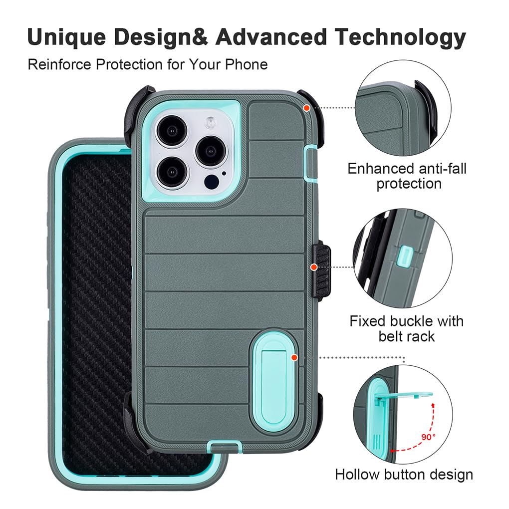 for Phone Case iPhone 14 Pro Max Case Black with Belt Clip Heavy Duty Holster for Shockproof Cases,3 Layers of Sturdy,Military Grade Defender Cover for iPhone 14 Pro Max Cases Black 6.7 Inch