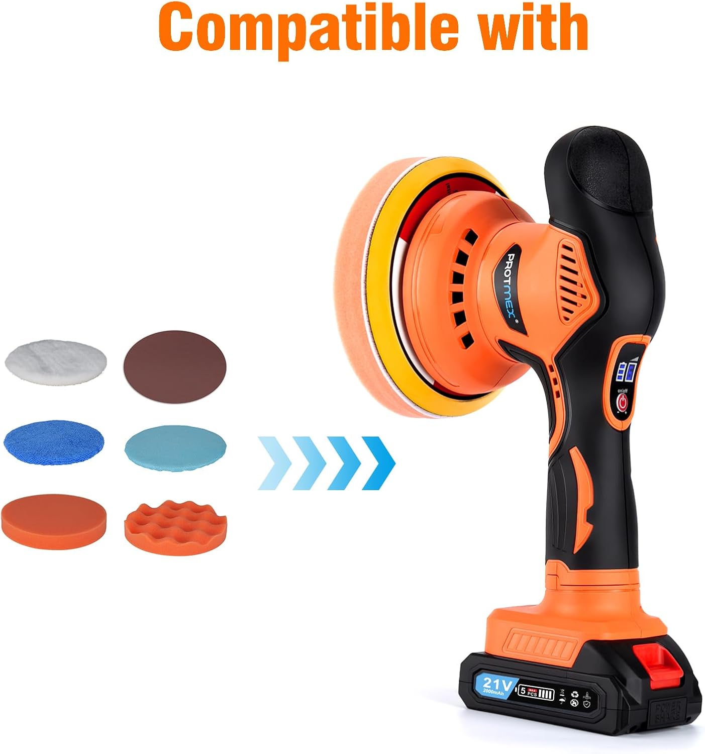 Protmet Car Polisher Pads is Compatible with All 21V car Polishers of Protmex Brand