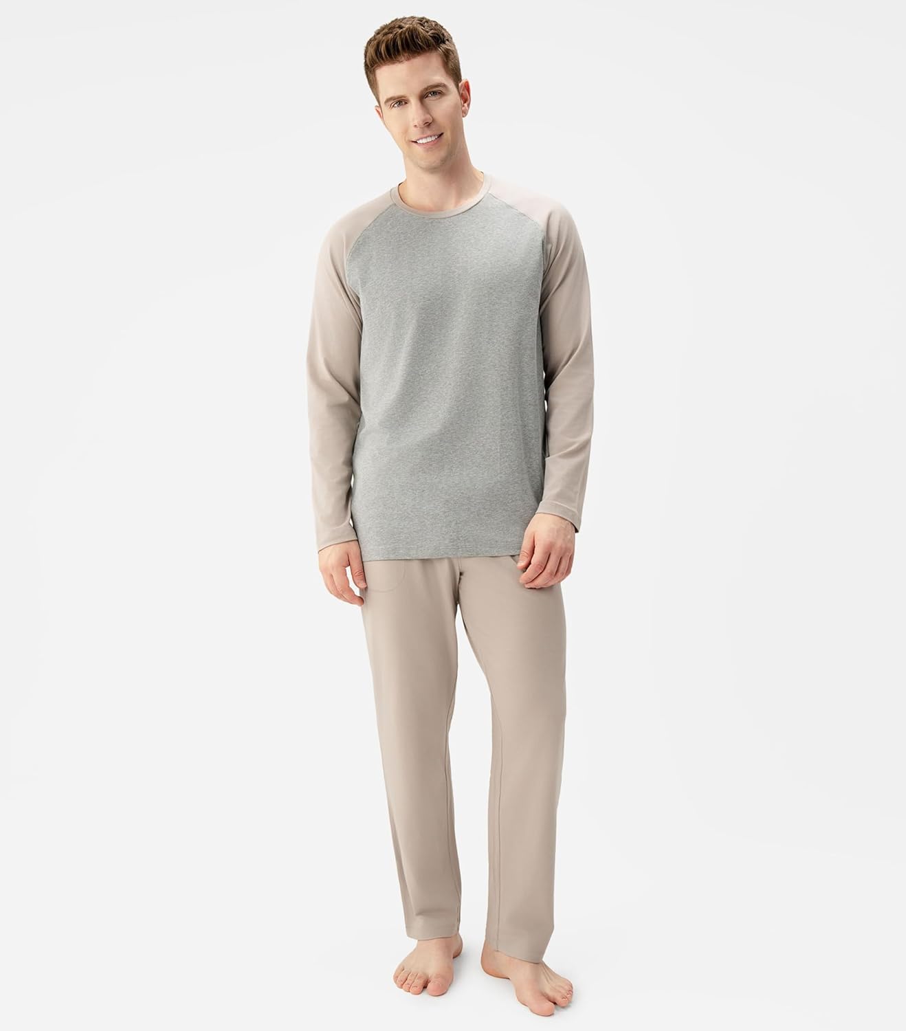 DAVID ARCHY Mens Pajamas Set - Soft Pj Sets for Men Long Sleeve Pajamas Men Cotton Mens Pjs Sets Loungewear with Pockets