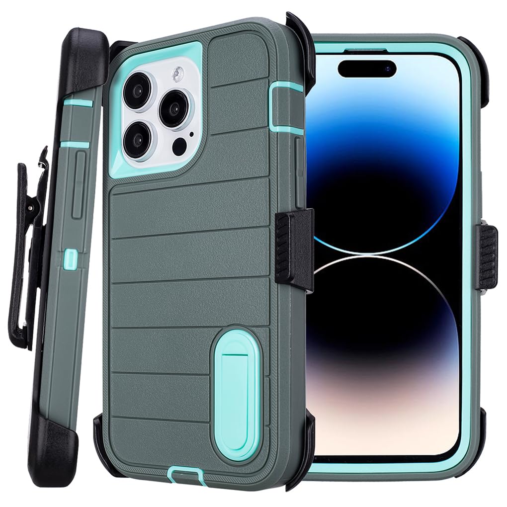 for Phone Case iPhone 14 Pro Max Case Black with Belt Clip Heavy Duty Holster for Shockproof Cases,3 Layers of Sturdy,Military Grade Defender Cover for iPhone 14 Pro Max Cases Black 6.7 Inch