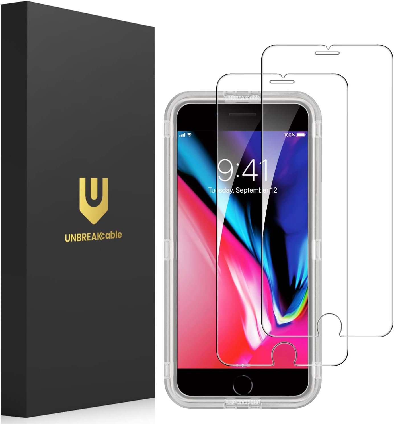 UNBREAKcable 2-Pack Screen Protector for iPhone 14/13/13 Pro Double Shatterproof Tempered Glass [Easy Installation Frame] [9H Hardness] [99.99% HD] [Bubble Free] for Apple 13 Pro/13/14 6.1 inch