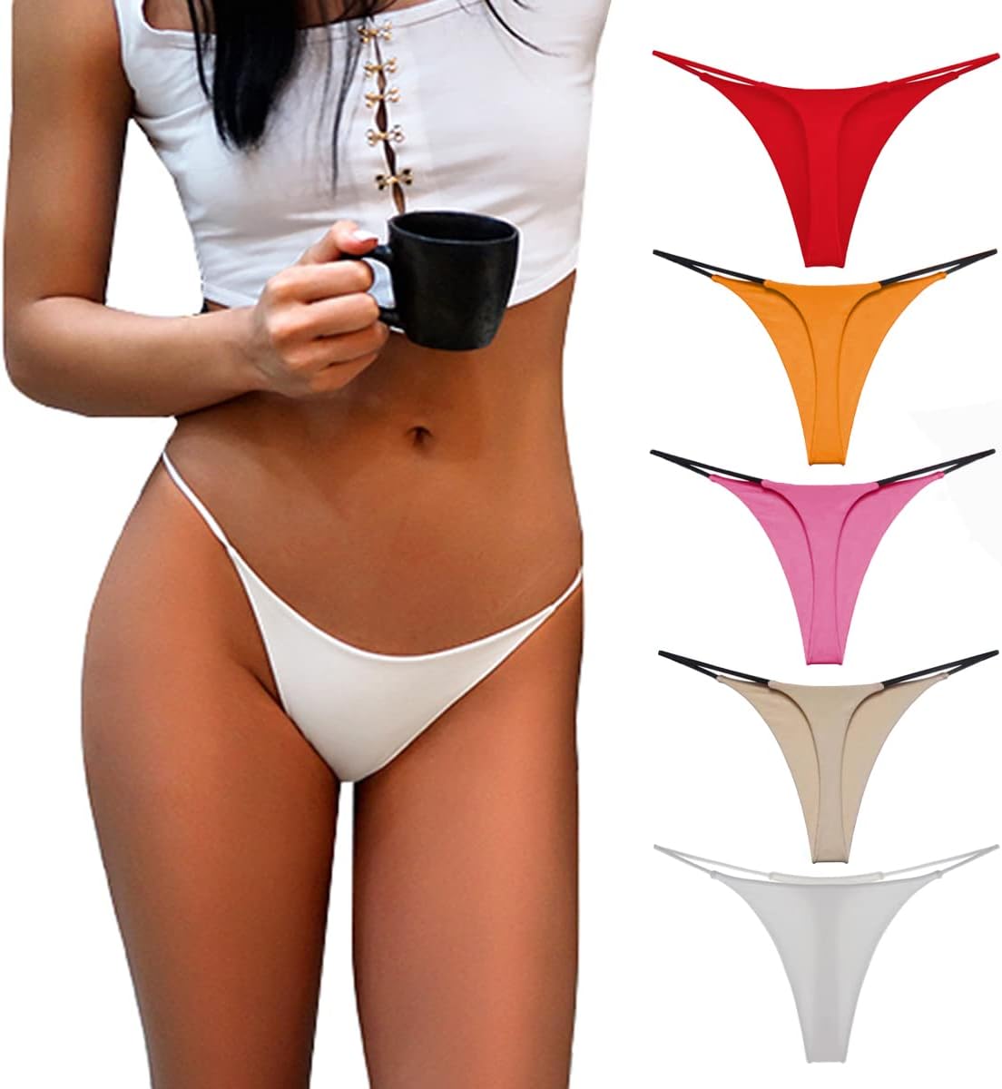 Aogda Thong for Women Cotton Underwear Low Rise Panties Woman G-String Thongs