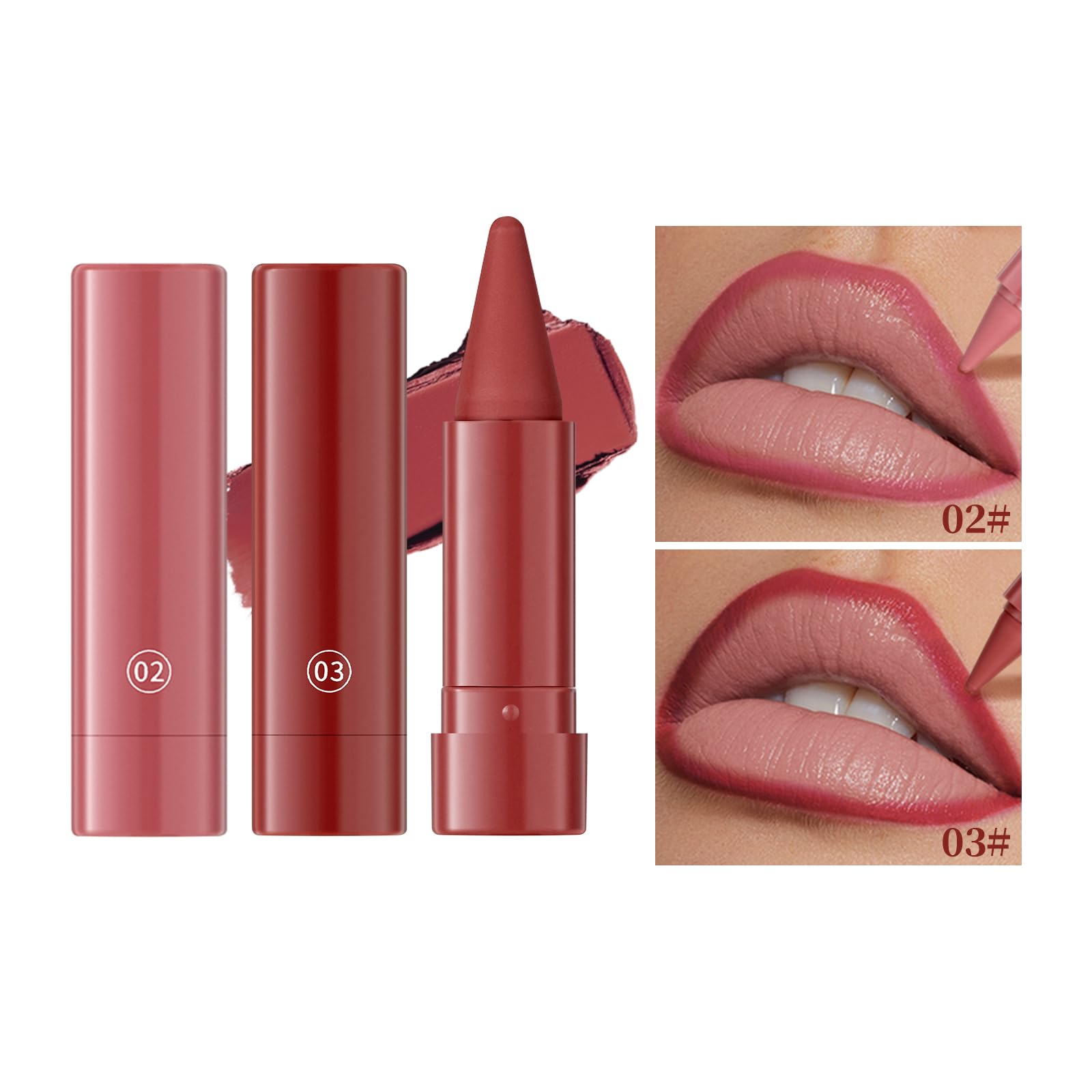 Jolilab 6PCS Lip Liner Lipstick Mini Set, Gradient Matte Nude Velvet Lip Liner Pencil High Pigmented Long Lasting Natural Smooth Lip Makeup Easy-to-Use Crayon Form and Cone Tip
