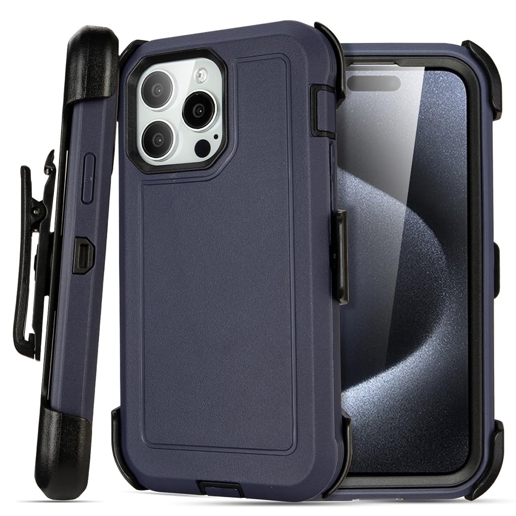 for Black iPhone 16 Pro Case with Belt Clip, for Shockproof iPhone 16 Pro Case Heavy Duty,3 Layers of Sturdy,Anti-Drop,Military-Grade Defender Cover for iPhone 16Pro Case Black