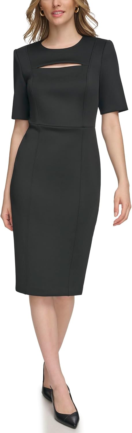 Calvin Klein Scuba Short Sheath Dress with Cutout Detail