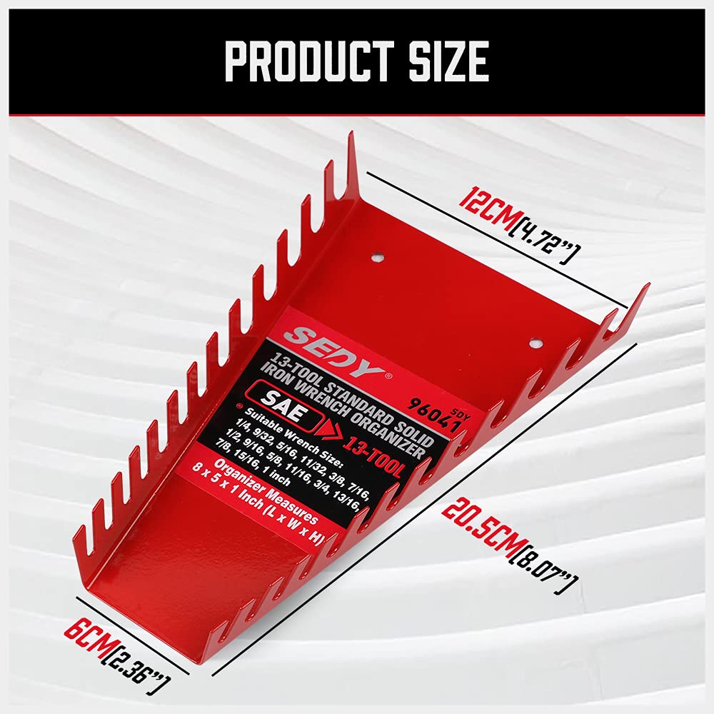 2-Pack Magnetic Wrench Organizer, 32-Slot Premium Wrench Rack Holder Tool Trays for Toolboxes Drawer Storage, SAE (1/4" - 1-1/16") & Metric (6mm - 24mm)