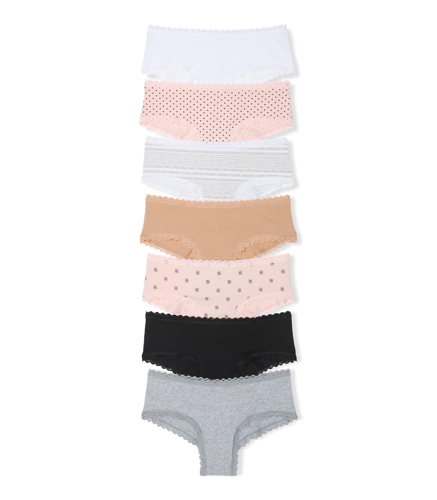Victoria's Secret 7-Pack Lace-Trim Cotton Cheeky Panties