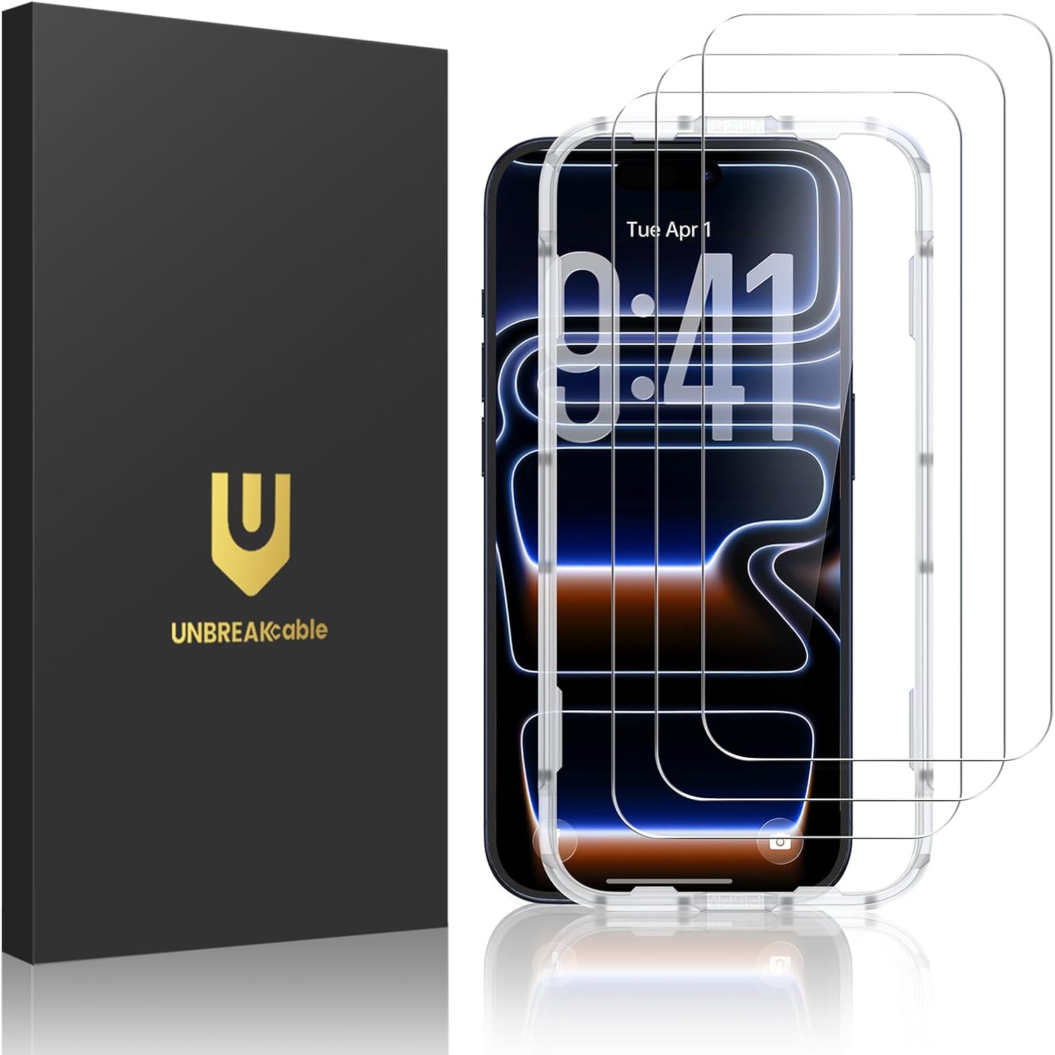 UNBREAKcable 3-Pack Screen Protector for iPhone 16 Pro, Double Shatterproof Tempered Glass [Easy Installation Frame] [9H Hardness] [99.99% HD Clear] [Case Friendly] for iPhone 6.3 inch