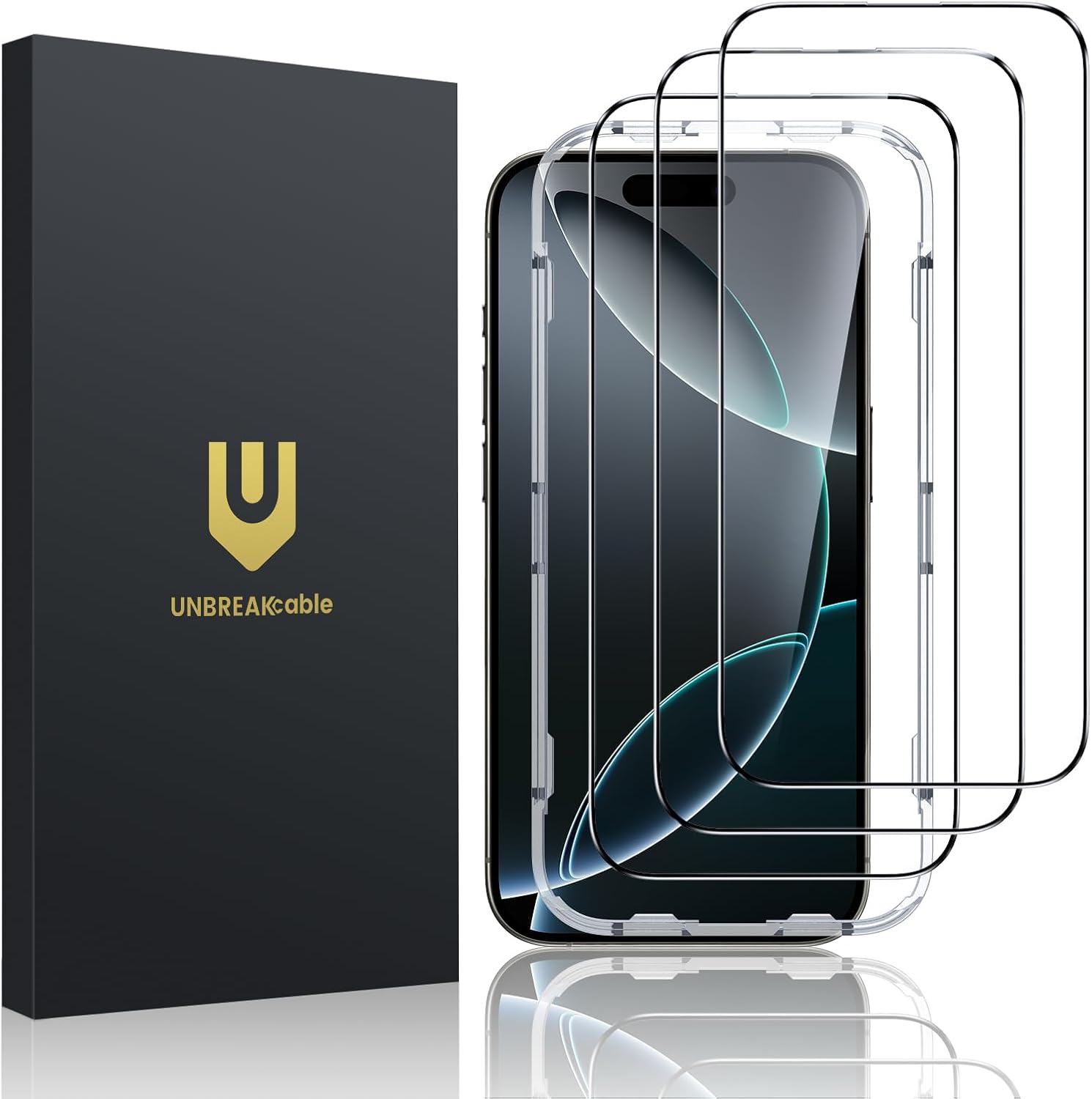 UNBREAKcable 3-Pack Screen Protector for iPhone 16 Pro Max [Military Grade Shatterproof] Tempered Glass Screen for Apple 16 Pro Max [9H Hardness][Full Coverage][Bubble Free][Easy Installation]