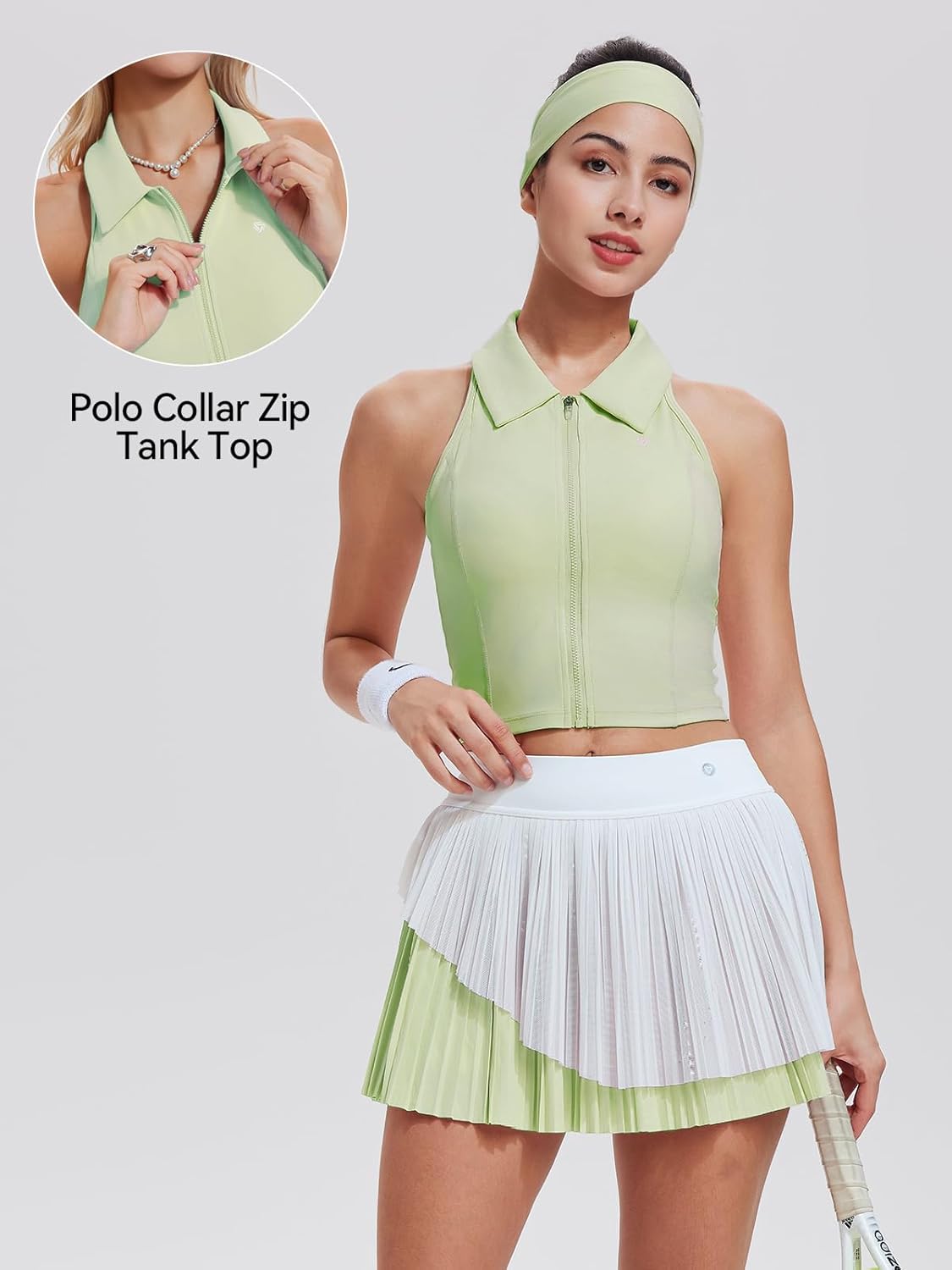 Airfree Tennis Skirt Sets for Women Outfits Lapel Collar Sleeveless Vests Patchwork Pleated Skirt Sets