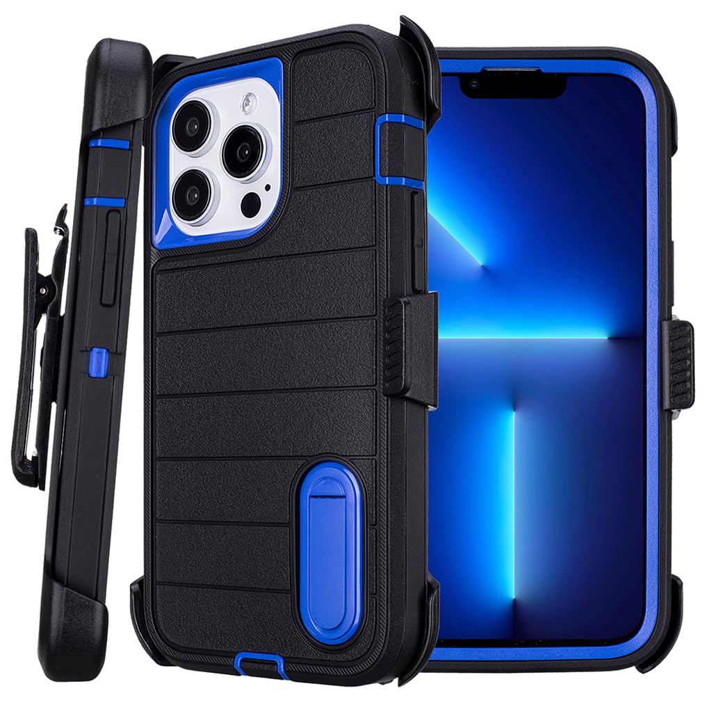 for Phone Case iPhone 13 Pro Max Case Black with Belt Clip Heavy Duty Holster for Shockproof Cases,3 Layers of Sturdy,Military Grade Defender Cover for iPhone 13 Pro Max Cases Black 6.7 Inch