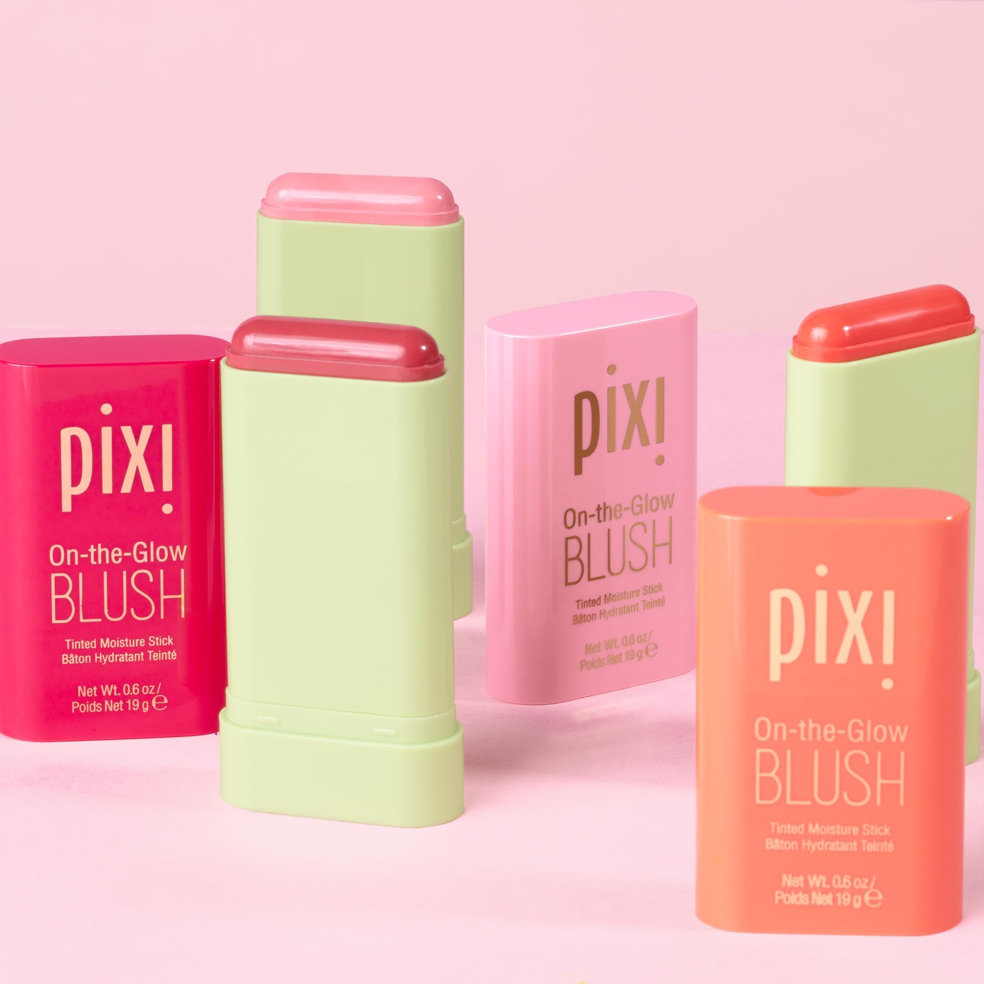 Pixi On-the-Glow Blush - Fleur, Hydrating Tinted Moisture Blush Stick with Ginseng, Aloe Vera & Fruit Extracts, For Cheeks & Lips, 19g / 0.6oz, Paraben-Free