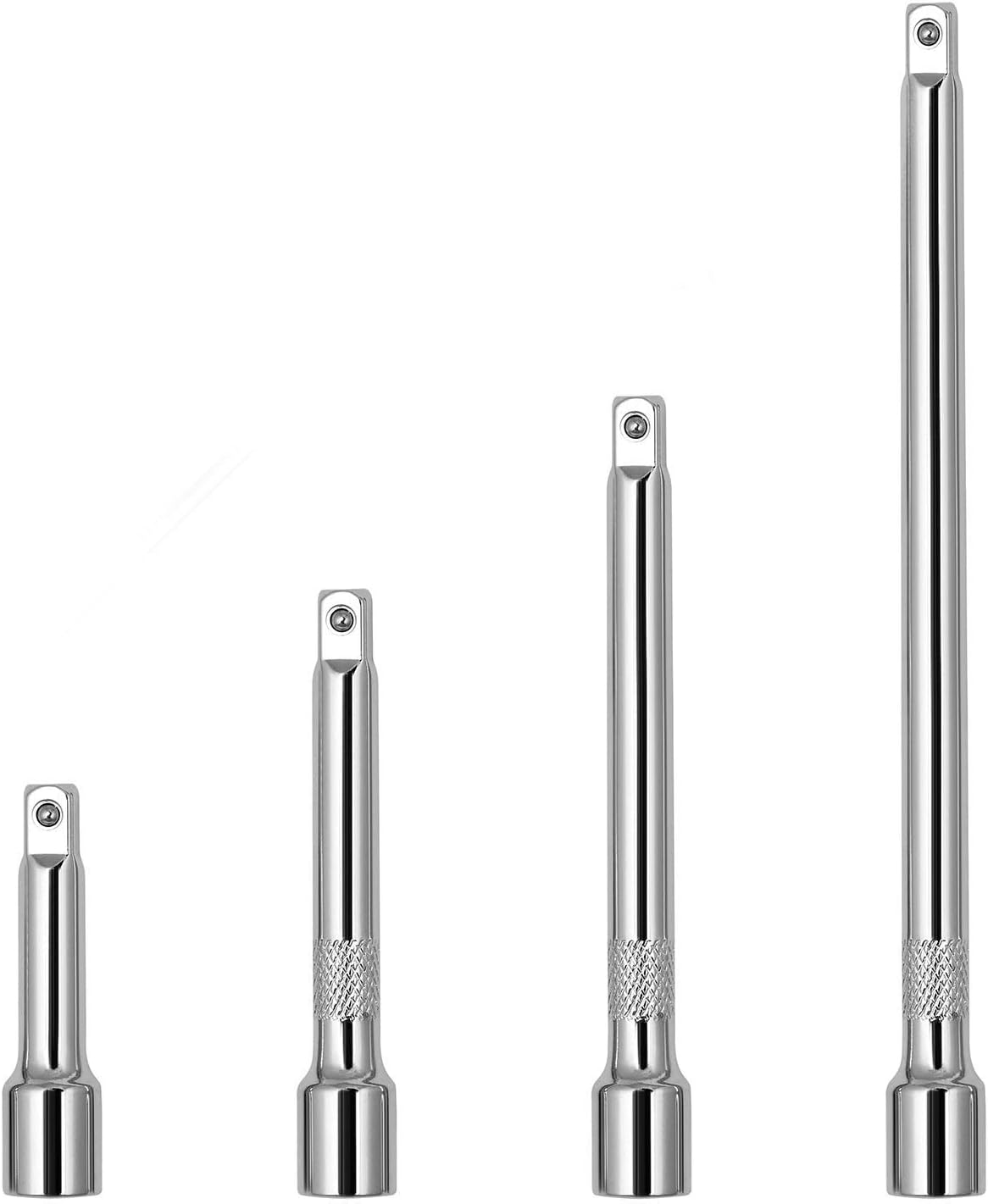 1/4" Socket Extension Set - 4PCS Drive Socket Quarter Inch Extension Bar Set 2" / 50mm, 3" / 75mm, 4" / 100mm, 6" / 150mm CR-V Durable Material