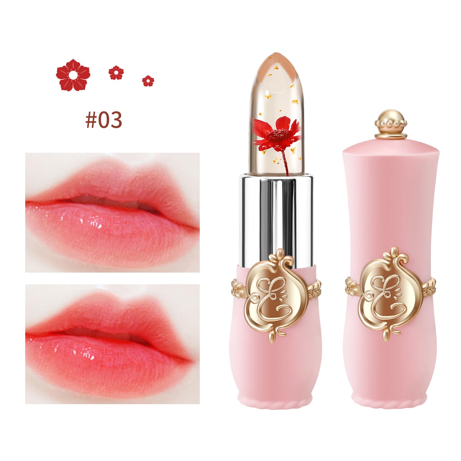 6 Pcs/Set Flower Jelly Lipstick Set Temperature Change Moisturizer Long Lasting Nutritious Balm Magic Color Change Lip Gloss