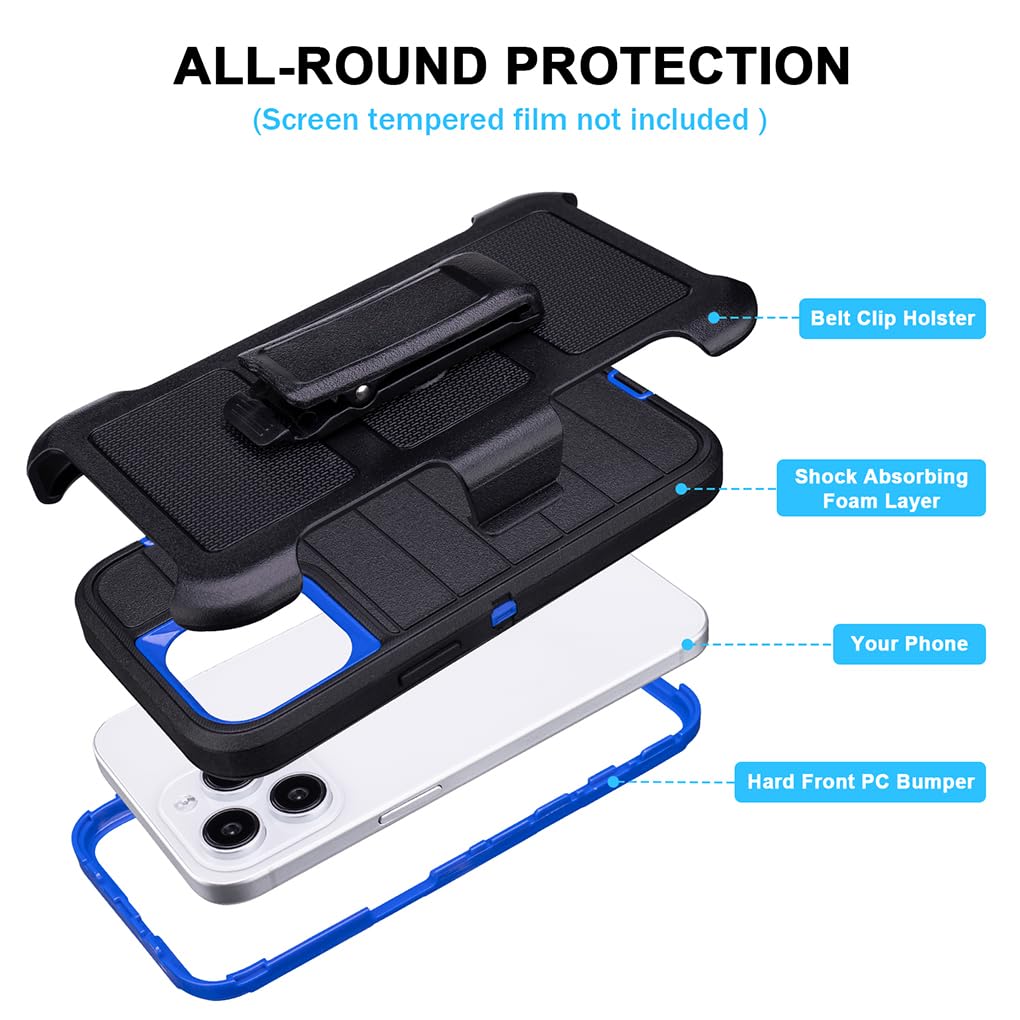 for Phone Case iPhone 14 Pro Max Case Black with Belt Clip Heavy Duty Holster for Shockproof Cases,3 Layers of Sturdy,Military Grade Defender Cover for iPhone 14 Pro Max Cases Black 6.7 Inch