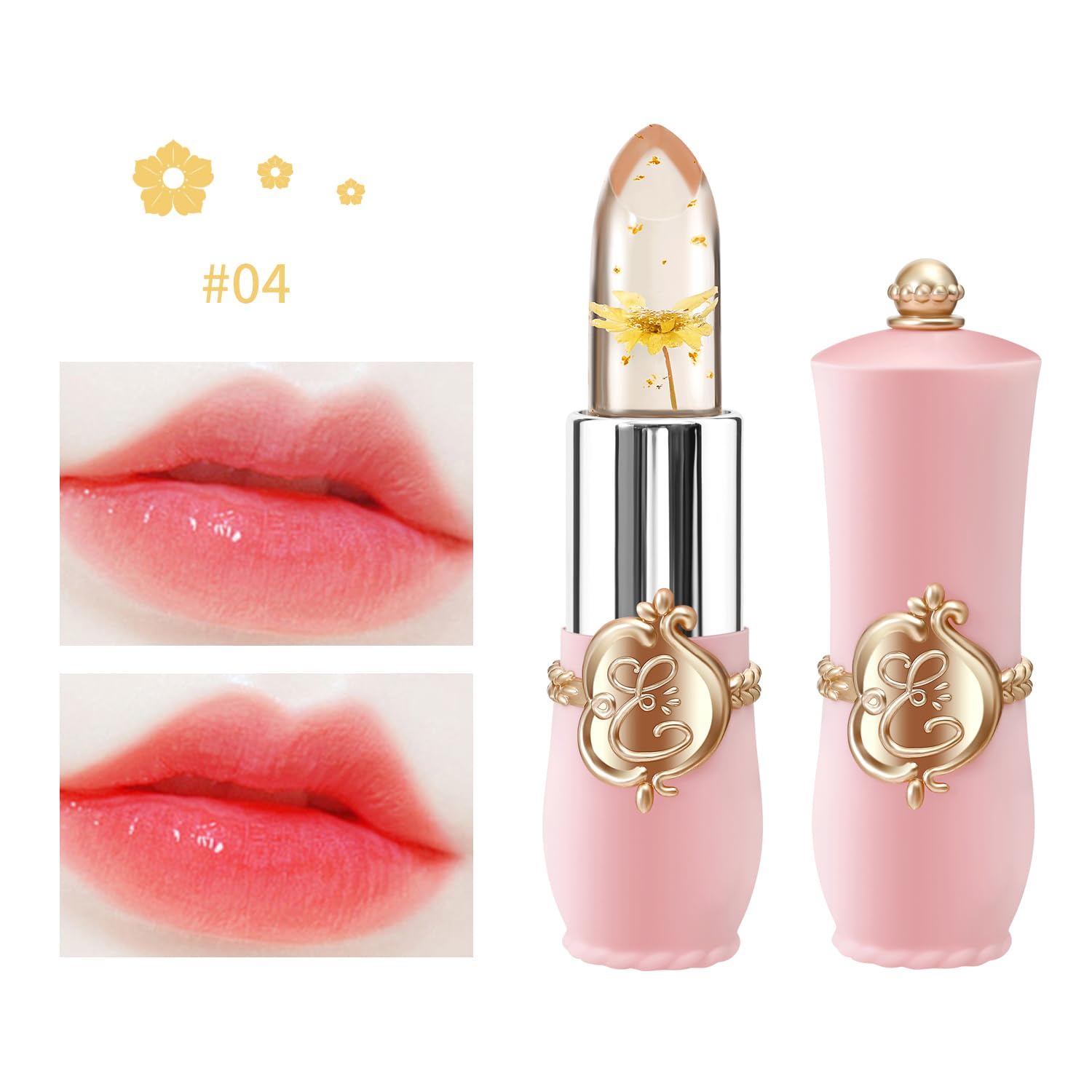 6 Pcs/Set Flower Jelly Lipstick Set Temperature Change Moisturizer Long Lasting Nutritious Balm Magic Color Change Lip Gloss