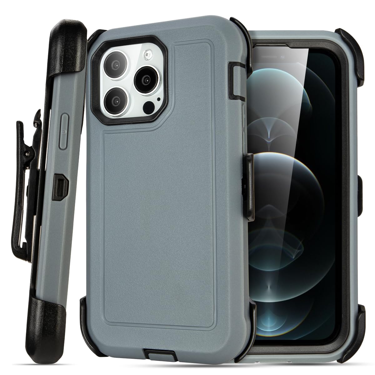 for Black iPhone 15 Case with Belt Clip, Shockproof Heavy Duty Rugged, 3 Layers of Sturdy,Anti-Drop, Military-Grade Defender Cover for iPhone 15 Case Black