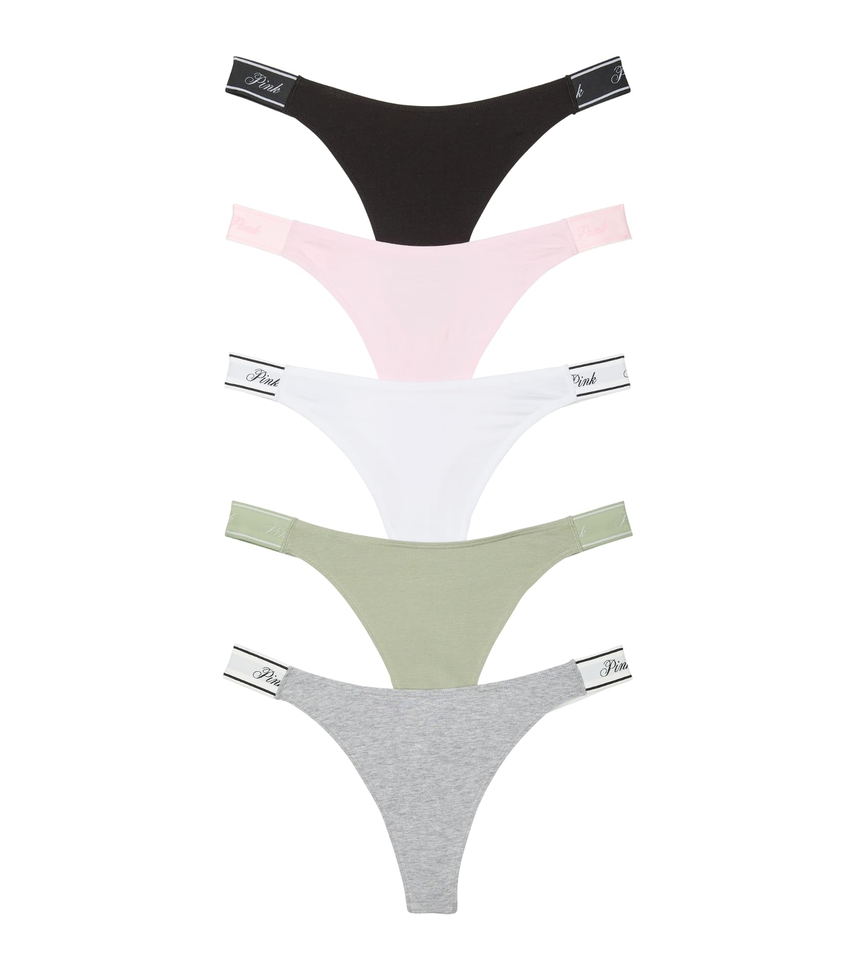 Victoria's Secret PINK Women's Cotton Logo Thong Underwear, Panties for Women, Multi Pack (XS-XXL)