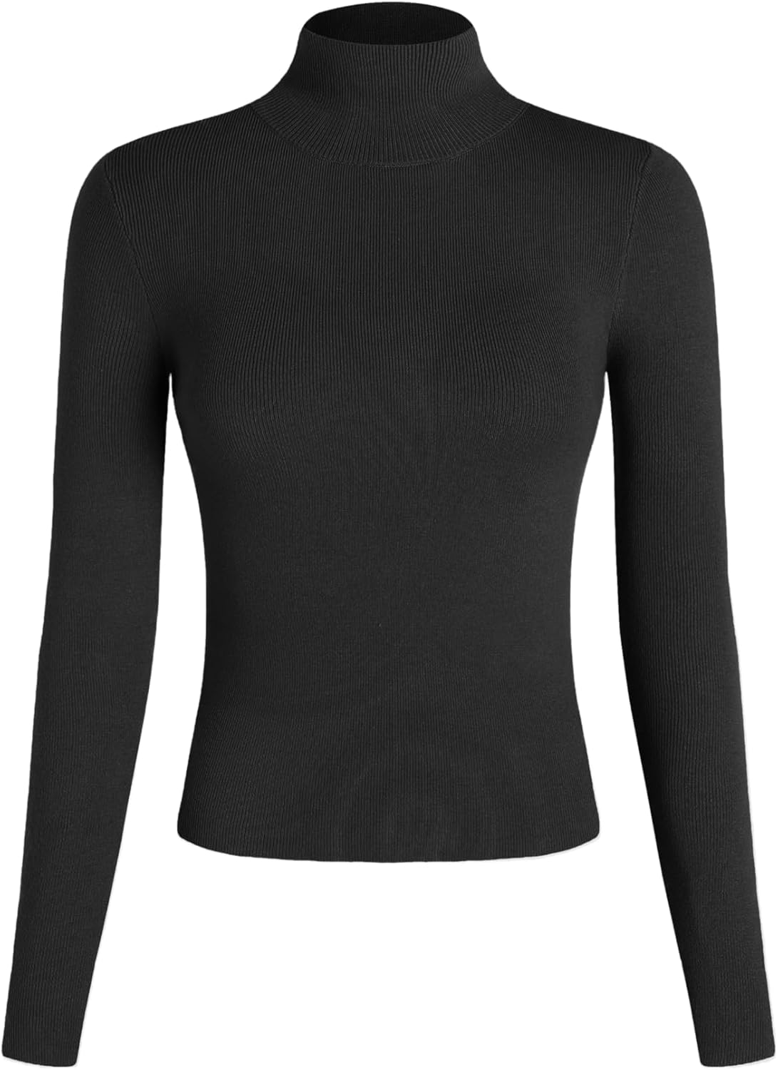CIDER Mock Turtleneck Tops for Women Ribbed Knit Long Sleeve Slim Fitted Fall Solid Sweater T Shirts
