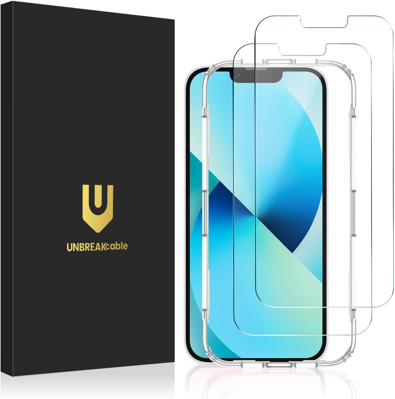 UNBREAKcable Shatterproof Tempered Glass Screen Protector for iPhone 12/12 Pro [2-Pack] [99.99% HD Clear] [Easy Installation Frame] [9H Hardness] [Full Coverage] [Bubble Free] for Apple 6.1''