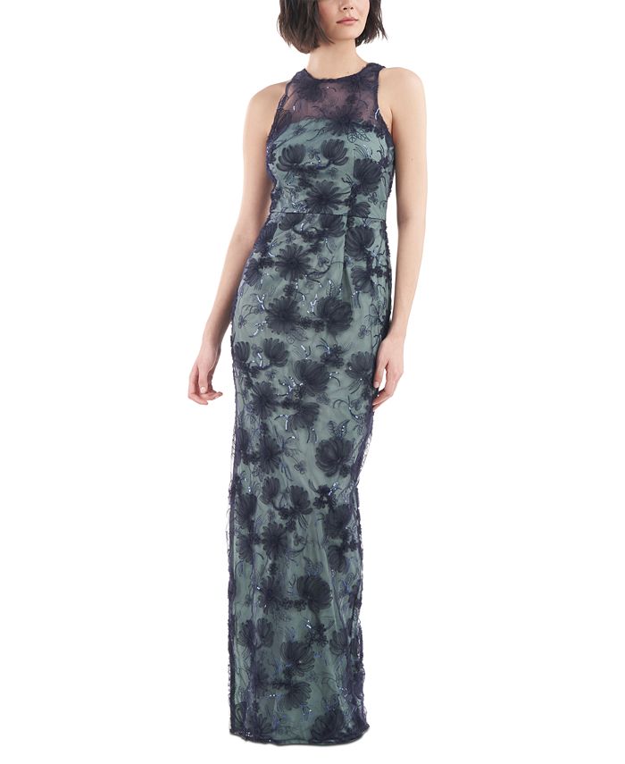 JS Collections Women's Applique Maxi Evening Dress Green Size 12 by Steals