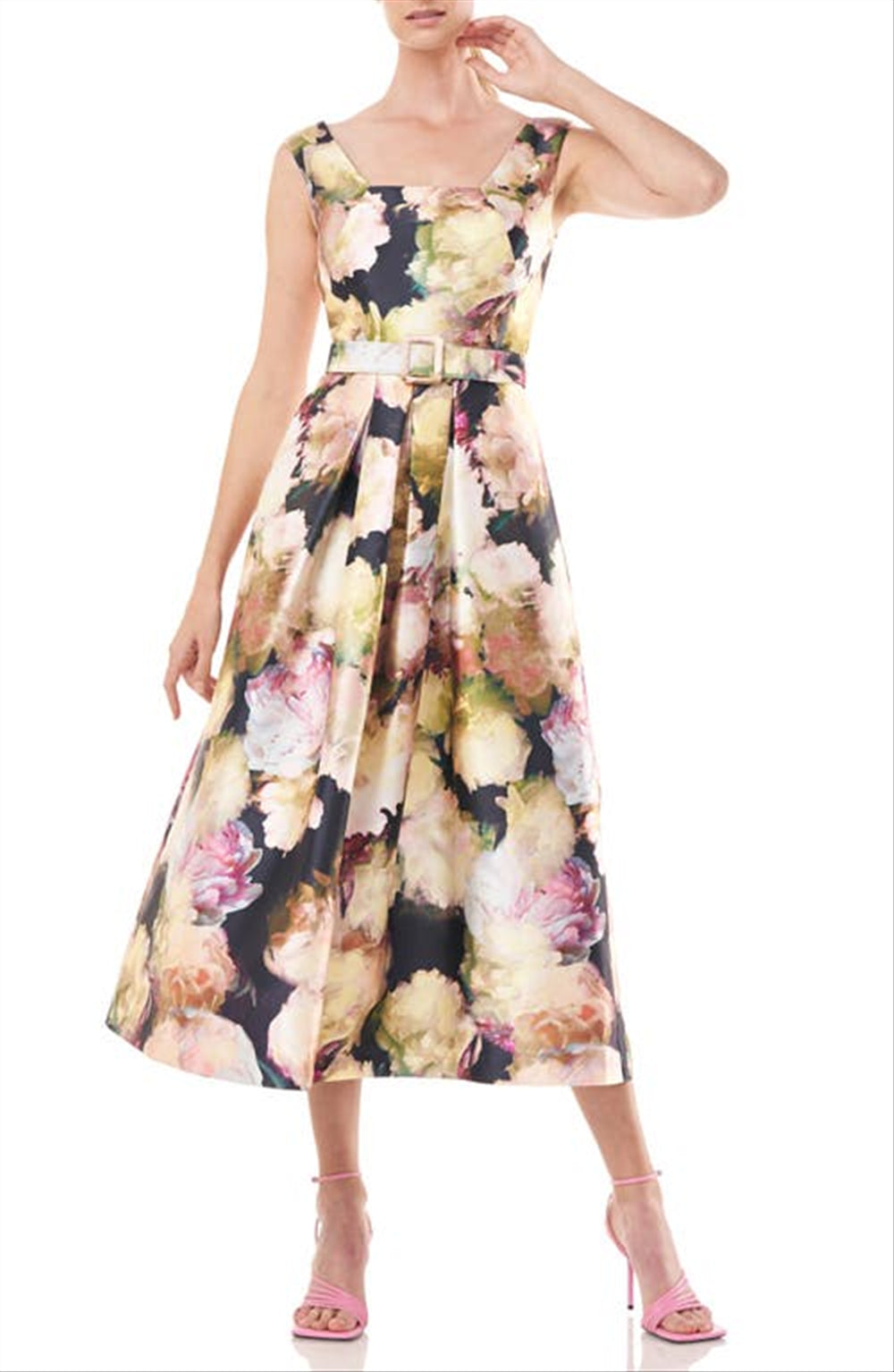 Kay Unger Perry Size 4 Floral Midi Dress in Marigold by Steals