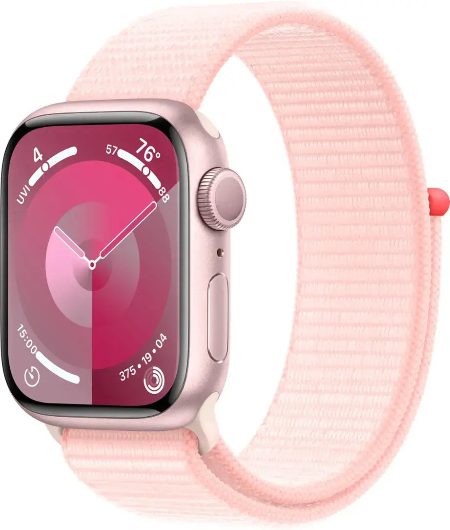 Apple Watch Series 9 GPS 41mm Pink Aluminum Case with Light Pink Sport Loop by Apple