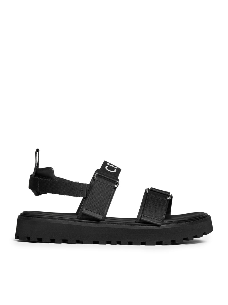 Celine Men Billie Celine Strapple Sandal In “Celine” Jacquard And Calfskin