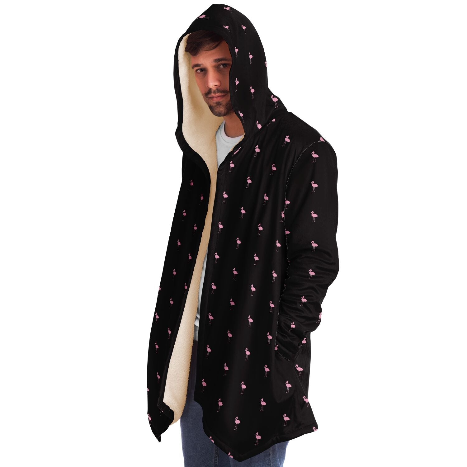 Black Classic Flamingo Cloak Hoodie