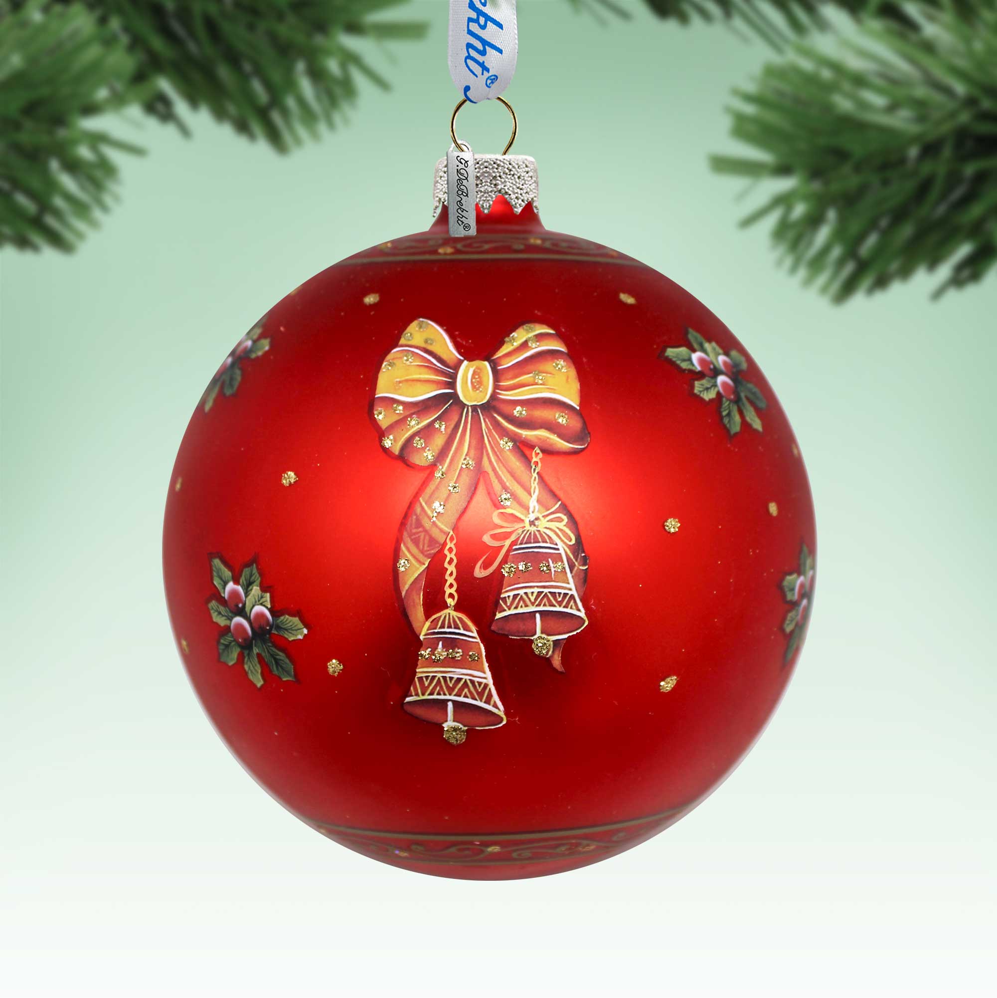 Christmas Miracle Lg Glass Ornament in Red by G.Debrekht - Nativity Holiday Decor - 73929R