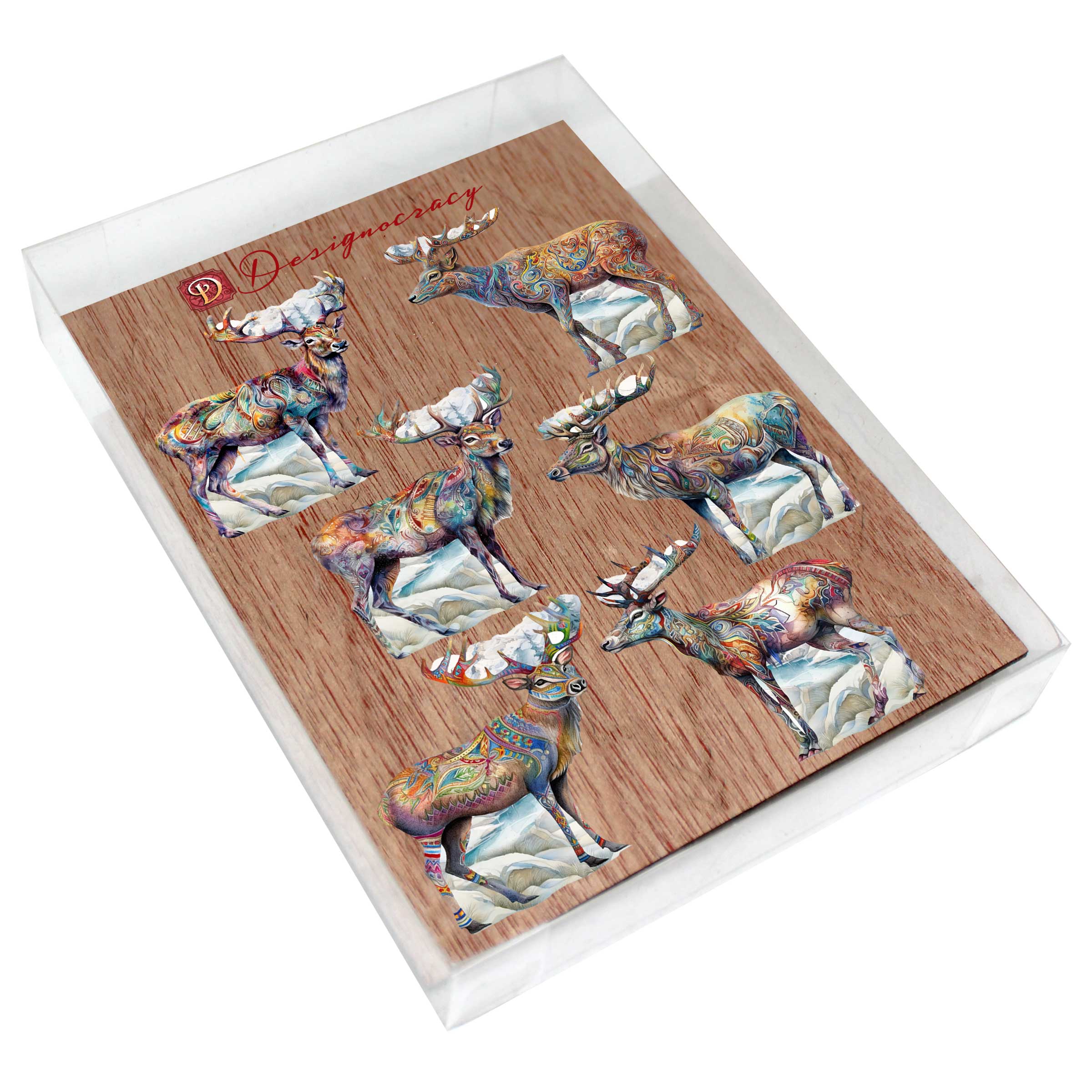 Iconic Caribou of Alaska Decorative Wooden Magnets Set of 6 by G. Debrekht - Wildlife Decor - 8090111G-S6
