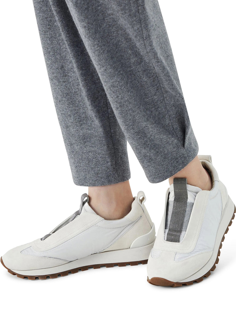Brunello Cucinelli Women Slip On Sneakers In Leather And Fabric