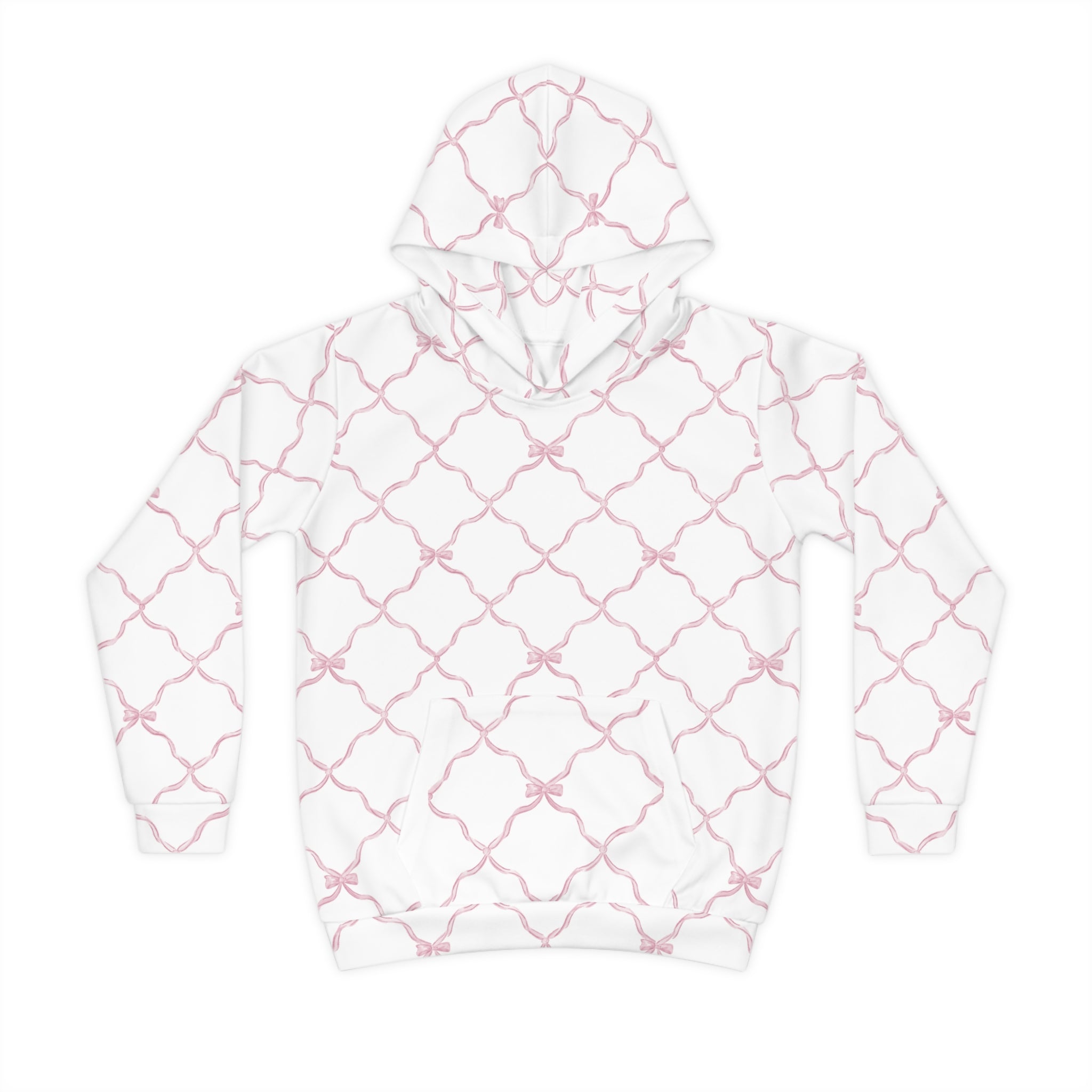Trellis Bow Youth Hoodie Activewear - Pink