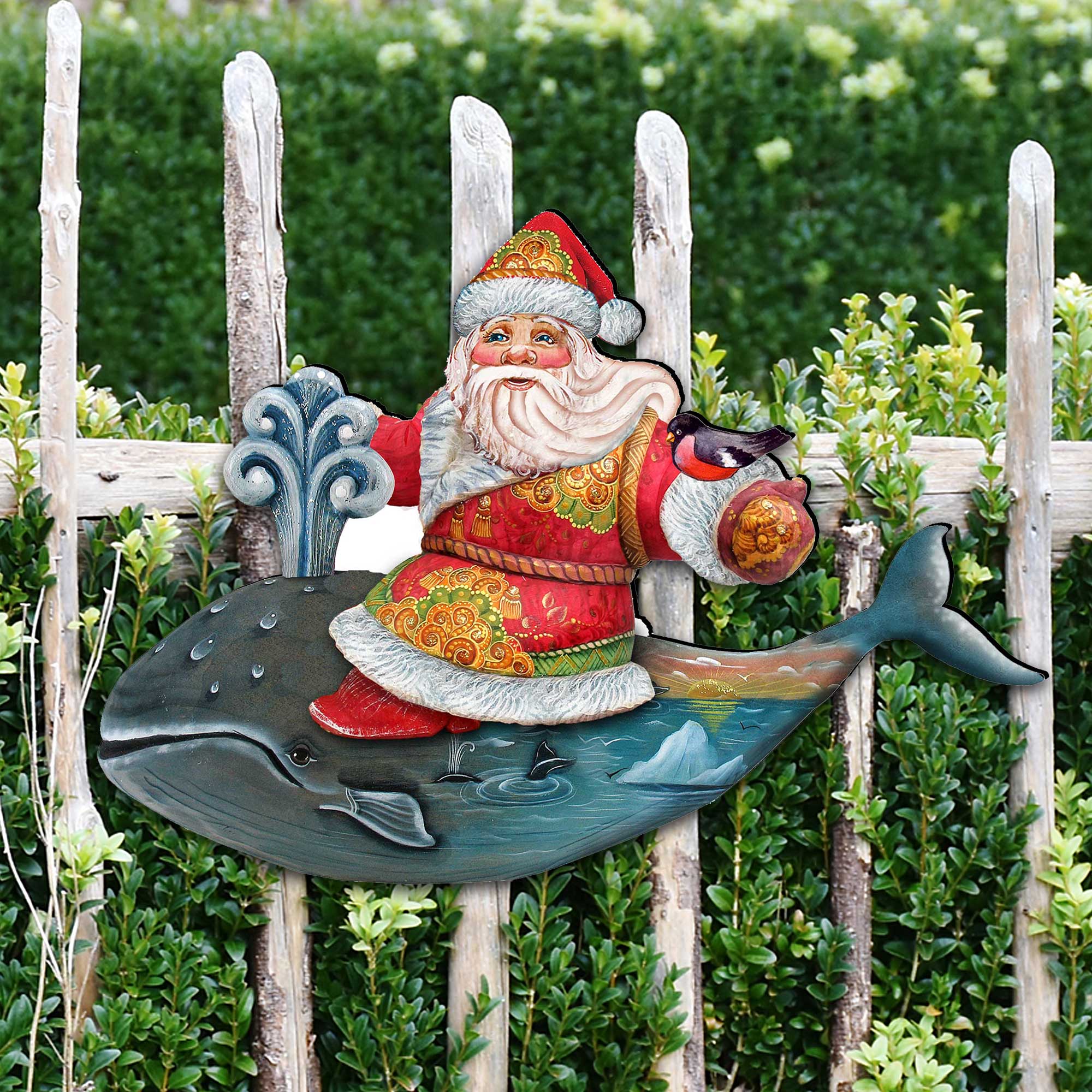 Whale Santa Christmas Door Decor by G. DeBrekht - Christmas Santa Snowman Decor - 8117827H