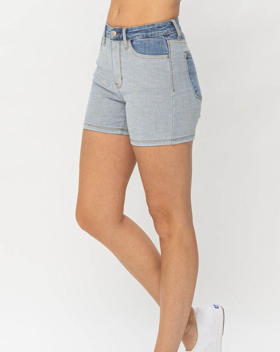 Judy Blue Full Size Color Block Denim Women Shorts