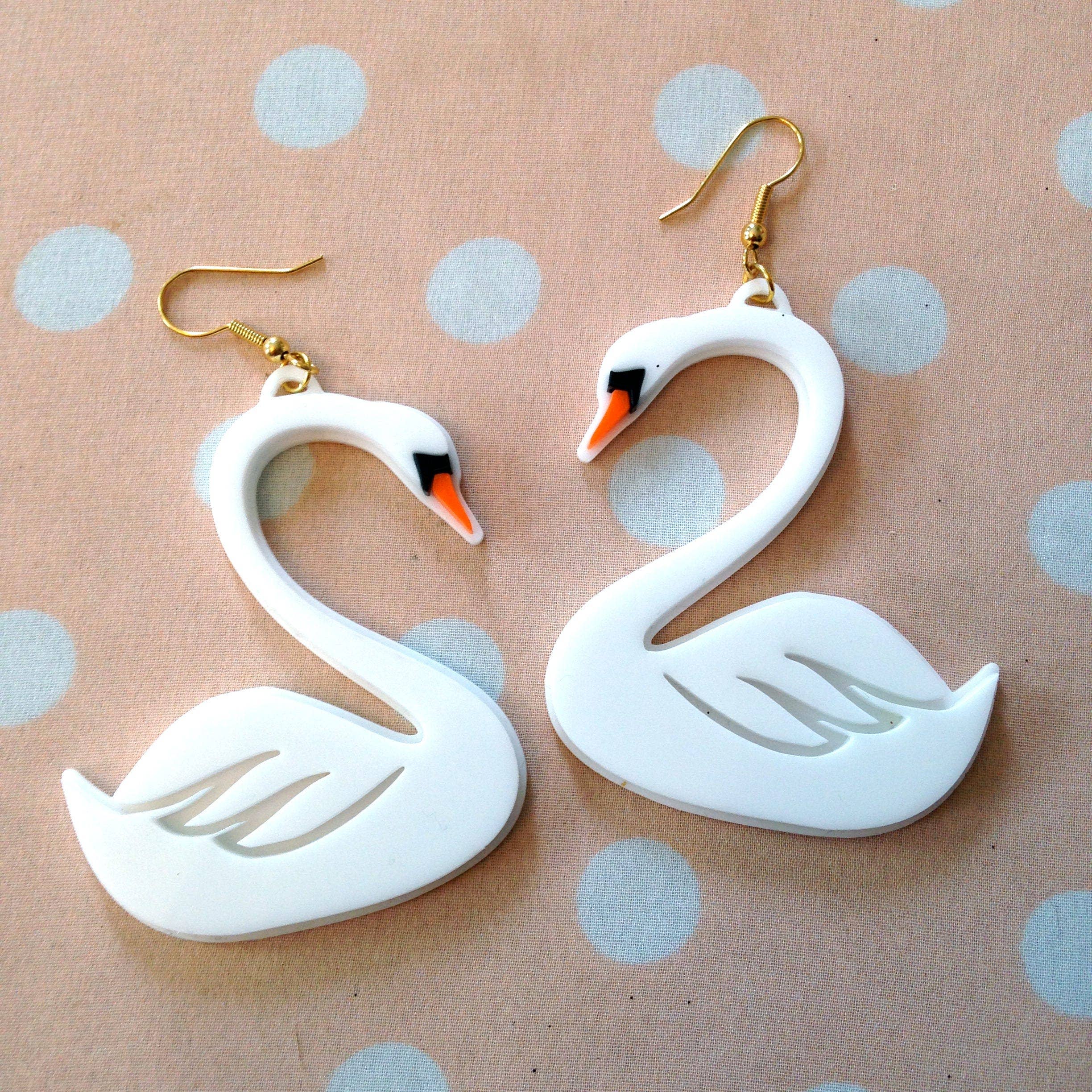 White Swan Statement Earrings