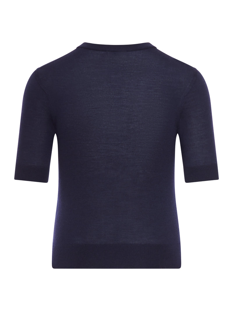 Celine Women Triomphe Crew Neck Sweater In Fine Wool