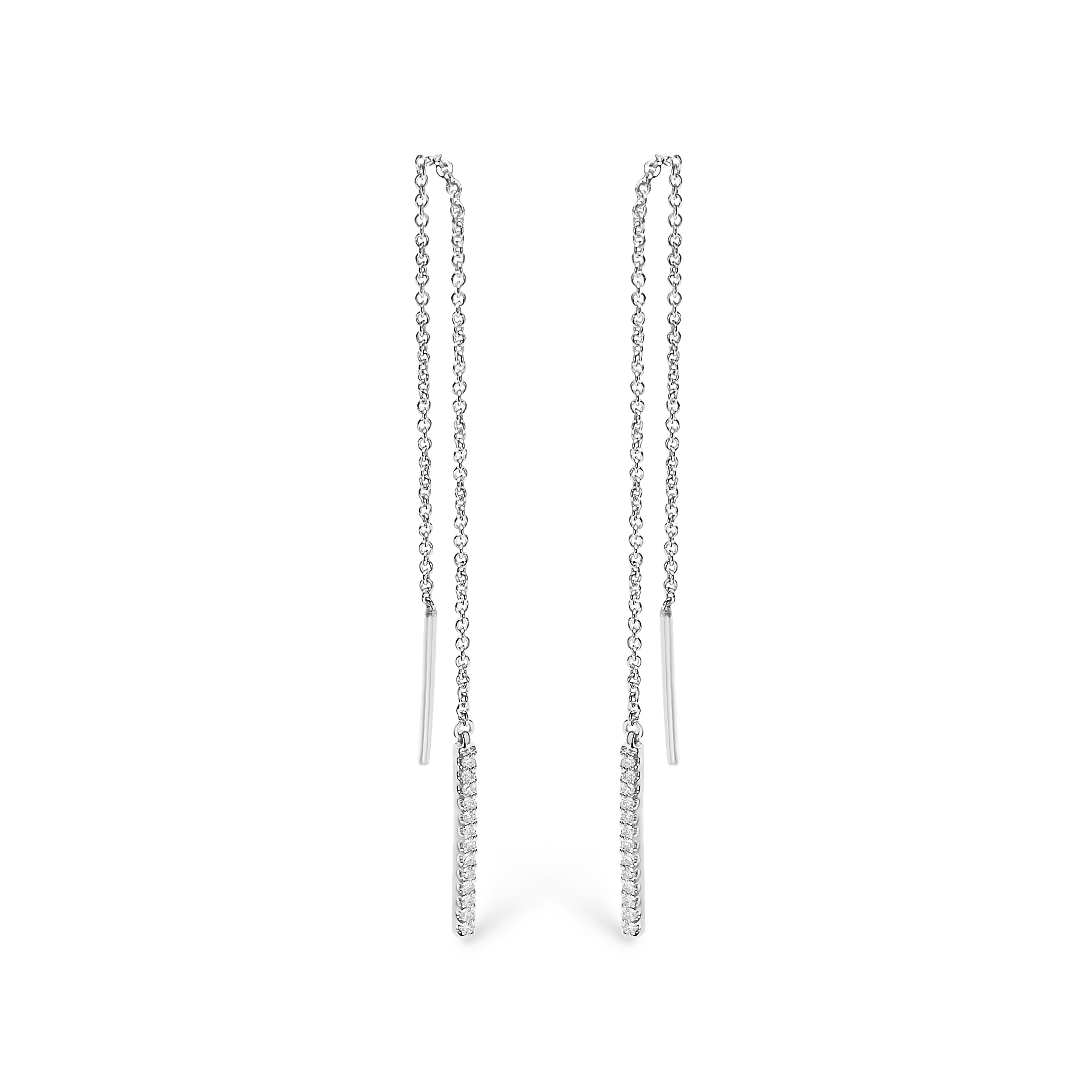 10K White Gold 1/10 Cttw Diamond Threader Earrings