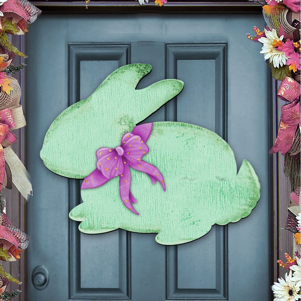 Green Bunny Rabbit Easter Door Decor by G. DeBrekht - Easter Spring Decor - 987213H