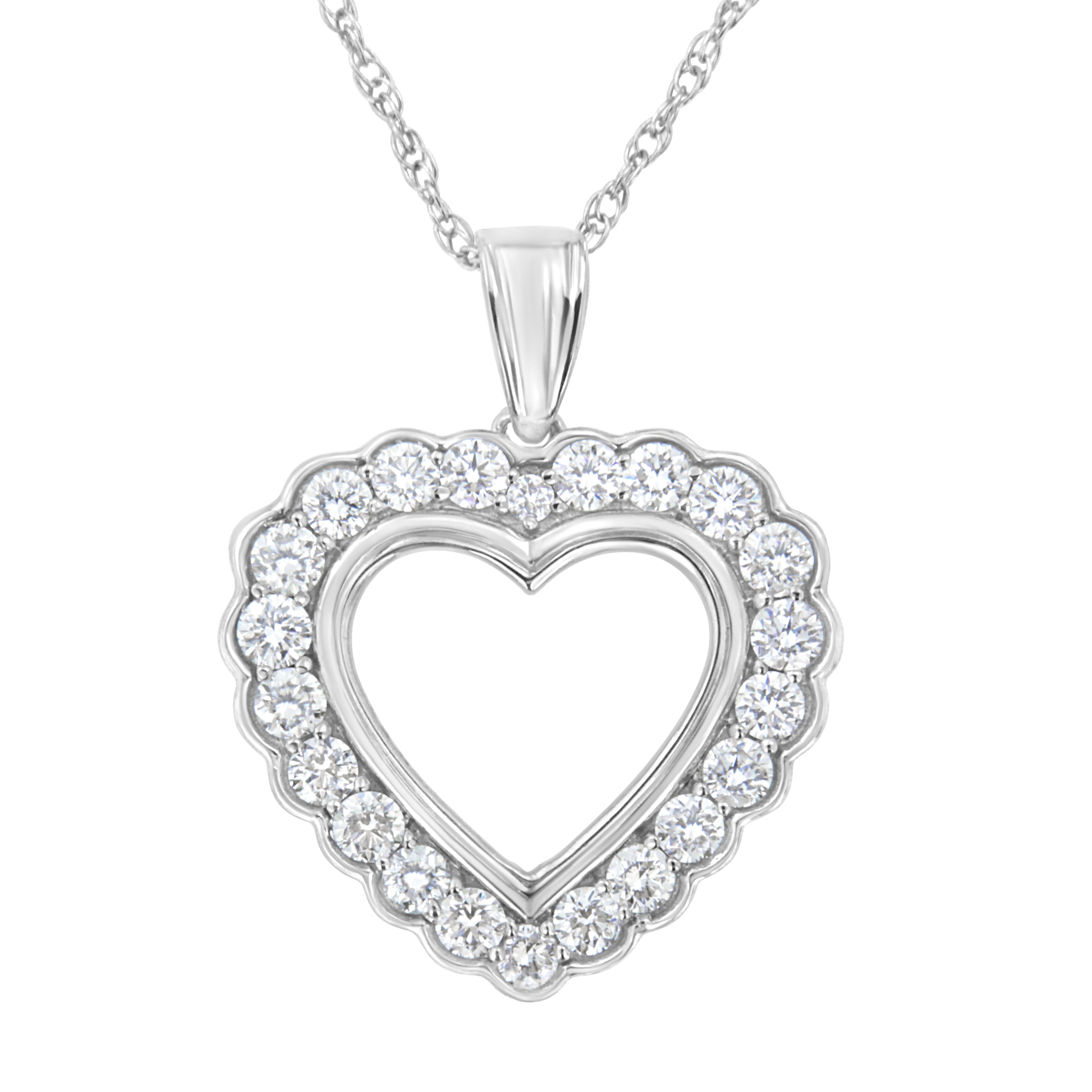 .925 Sterling Silver 1 Cttw Lab Grown Diamond Heart Pendant Necklace (F-G Color, Vs2-Si1 Clarity)