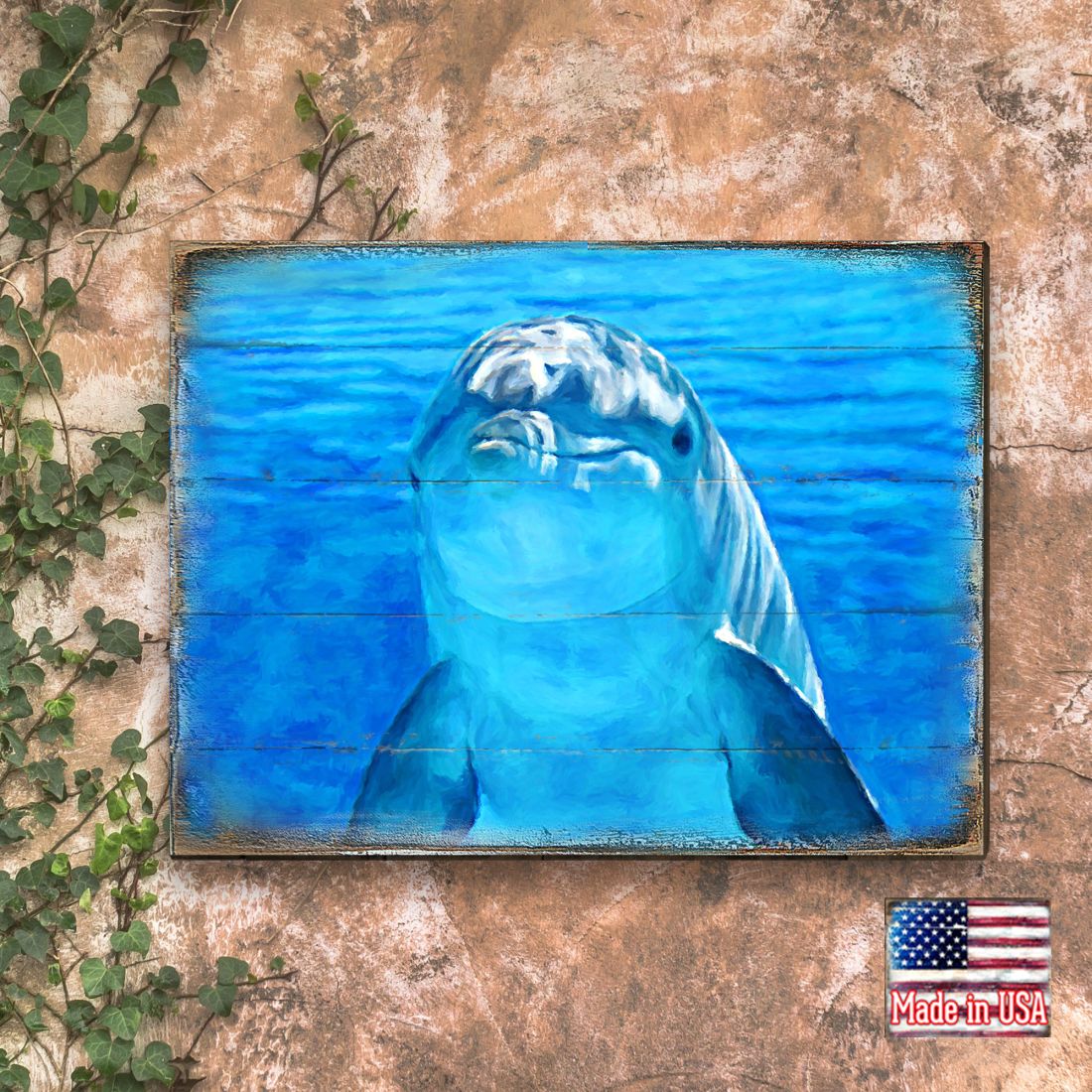 Speers Dolphin Wood Wooden Coastal Wall Art by Nature Wonders - Coastal Sea-Life Decor - 95261B