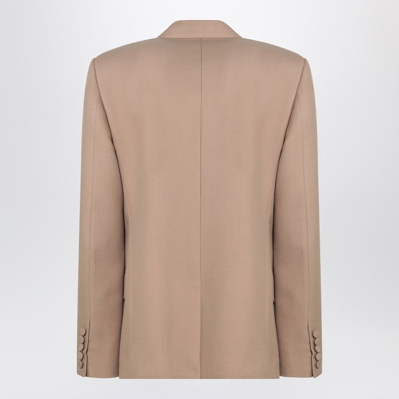 Valentino Double-Breasted Jacket Camel Light In Wool Men