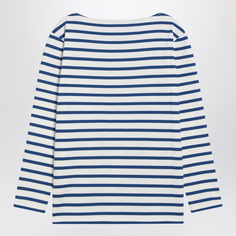 Valentino Ivory T-Shirt With Blue Stripes Chez Valentino Men